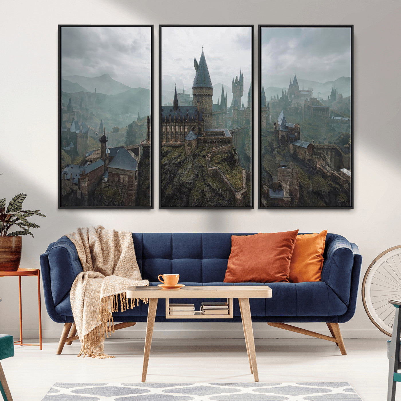 MGV-FC-48X32-3P - Disney Castle Wall Art Canvas Print, Living Kids Home Room Decor Art Print