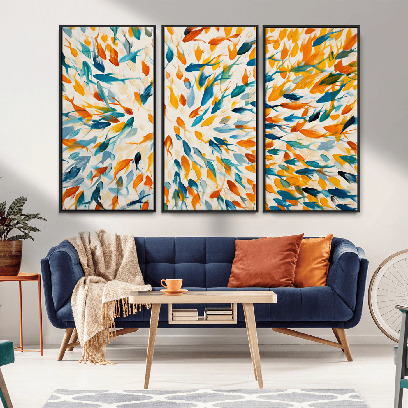 -Colorful Fish Wall Art Print – Abstract Ocean-Inspired Wall Art for Modern Spaces | Framed Canvas,
