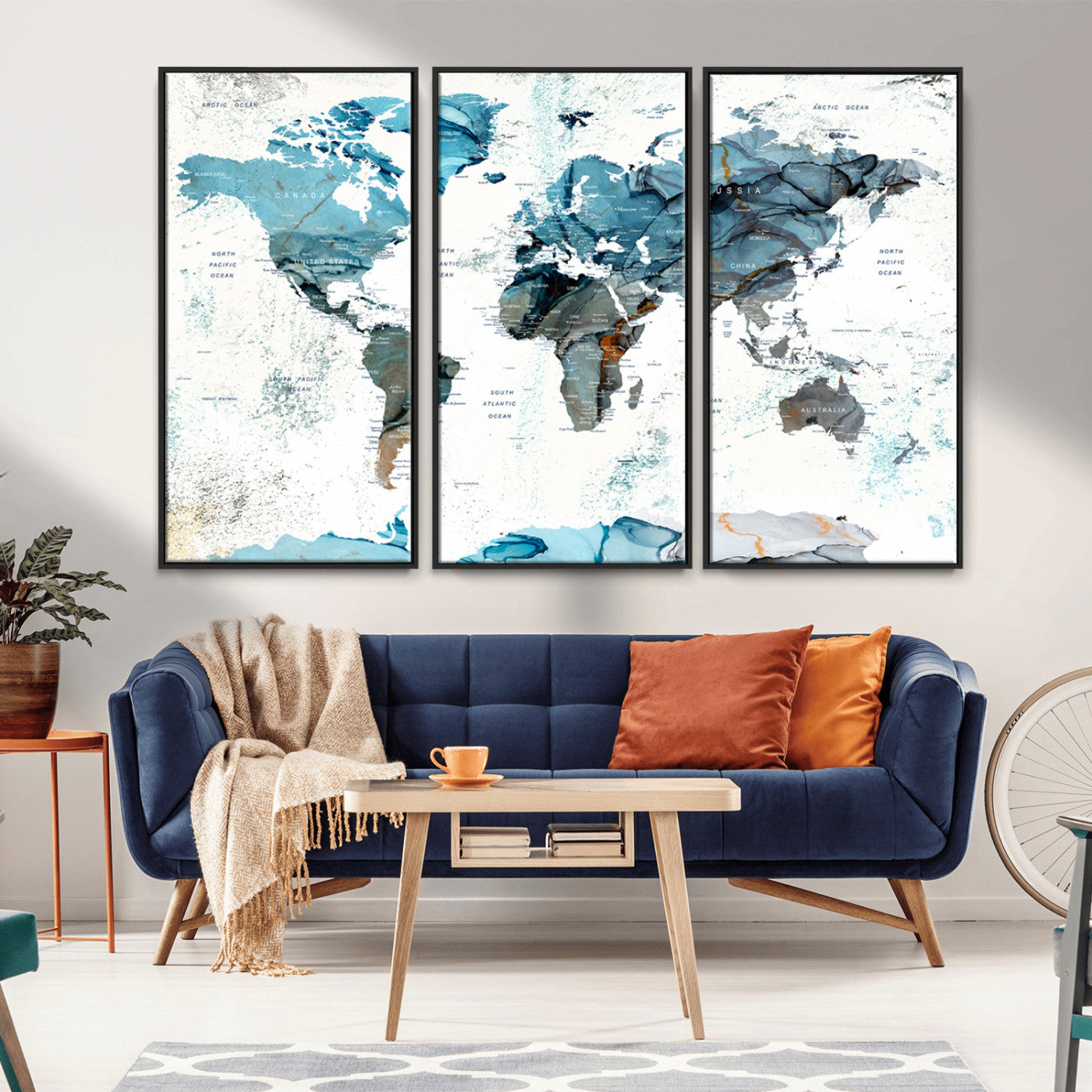 MGV-FC-48X32-3P - Push Pin World Map Canvas Print – Framed Wall Art for Couples to Track Their Travels – Anniversary