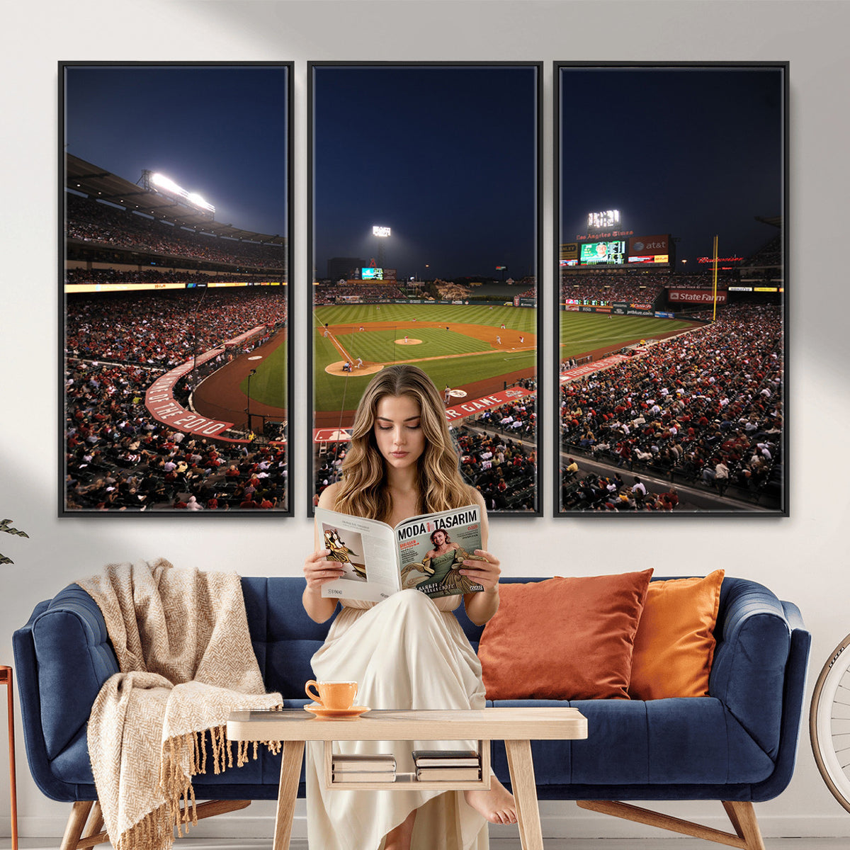 88896-MGV-CV-36X24 - Los Angeles Angels Baseball Team Print, Anaheim Angel Stadium Wall Art