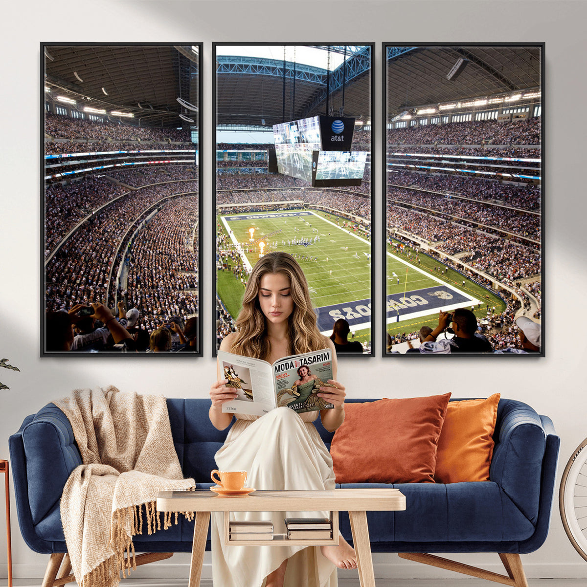 82096-MGV-CV-36X24 - Dallas Cowboys Football Team Print - Arlington AT&T Stadium Wall Art Canvas Print