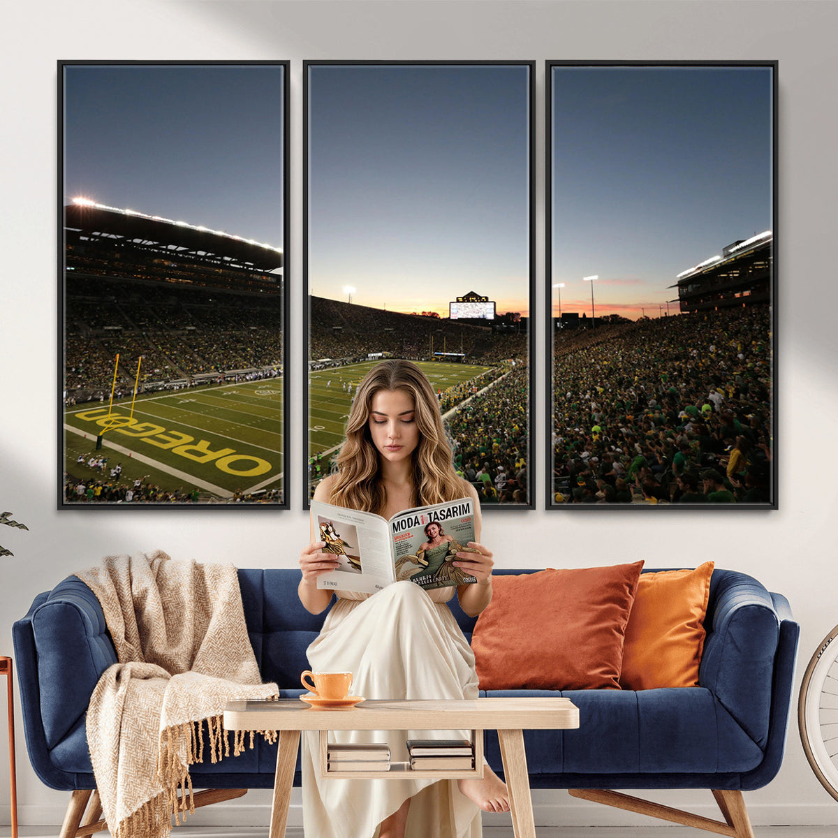 21429-MGV-CV-36X24 - Oregon Ducks Football Team Print - Eugene Autzen Stadium Wall Art Canvas Print