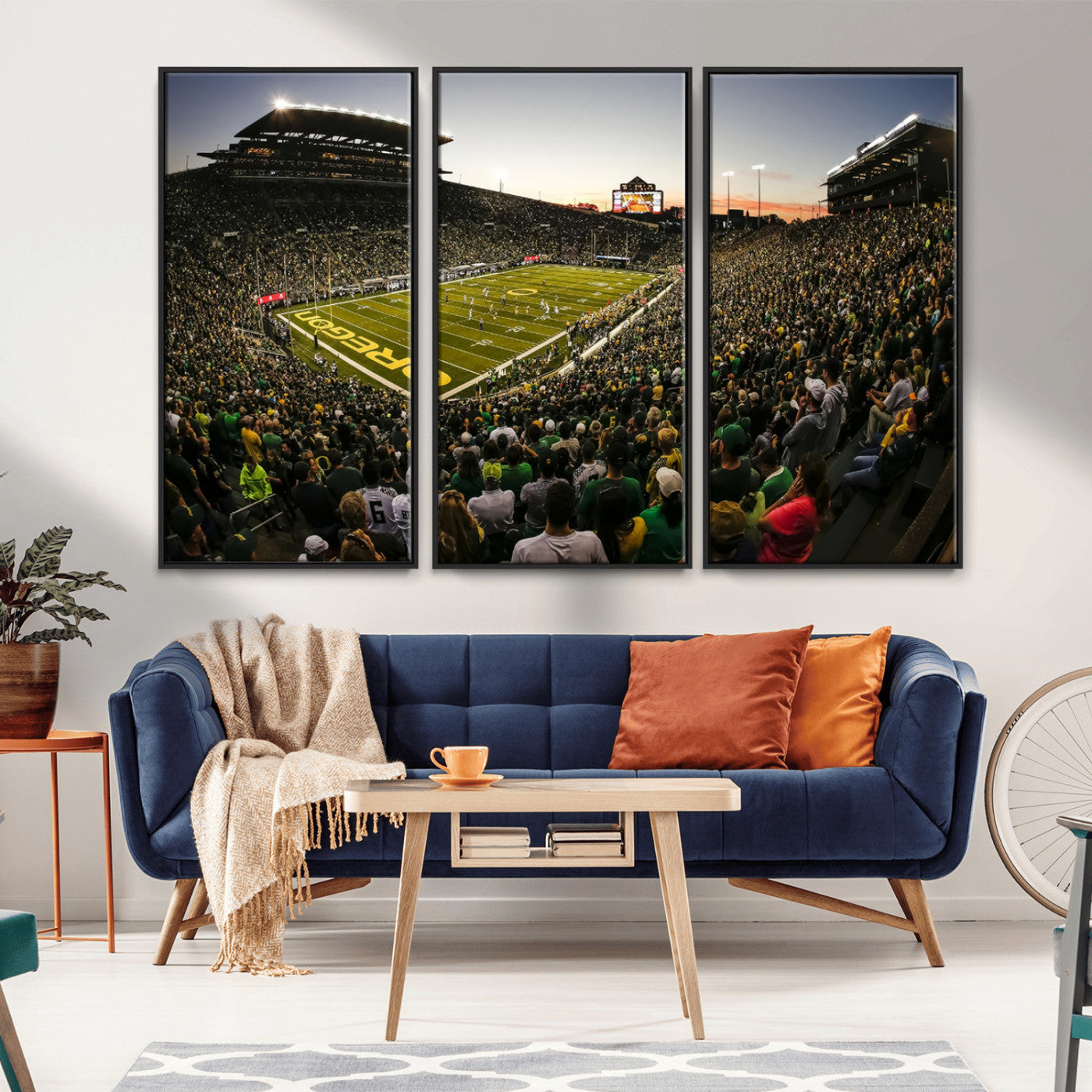 MGV-FC-48X32-3P - Oregon Stadium Canvas Wall Art - Captivating Game Day Scene at Autzen Stadium, Oregon Ducks Football