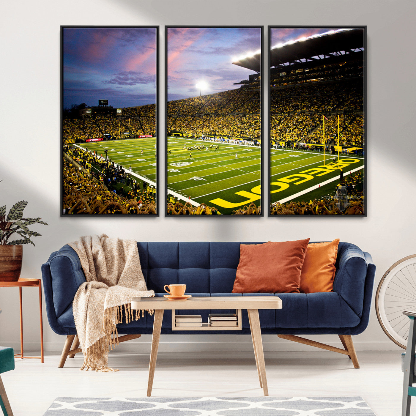 MGV-FC-48X32-3P - University of Oregon Ducks Football Team Print - Eugene Autzen Stadium Wall Art Canvas Print
