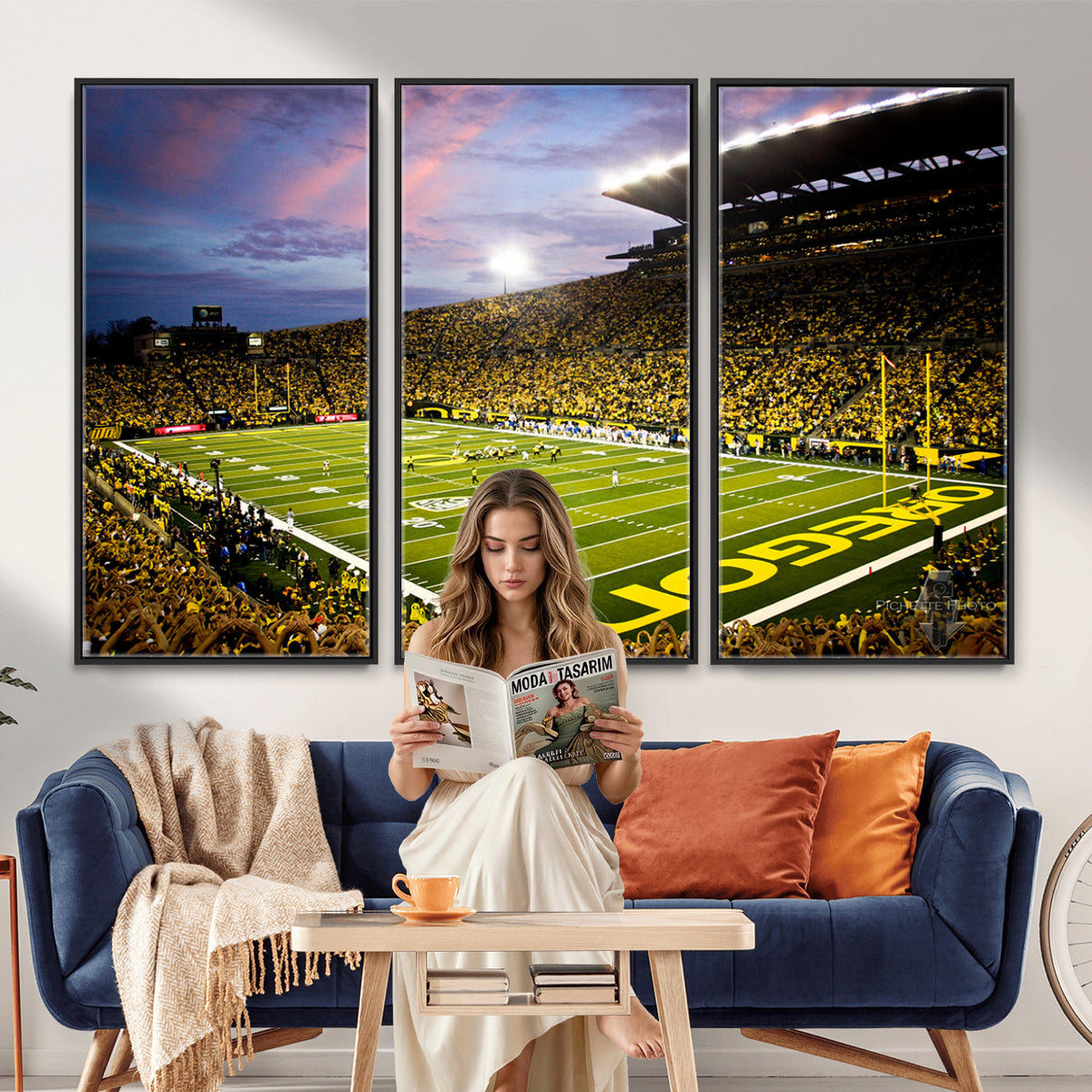 72017-MGV-CV-36X24 - University of Oregon Ducks Football Team Print, Eugene, Framed and Ready to Hang