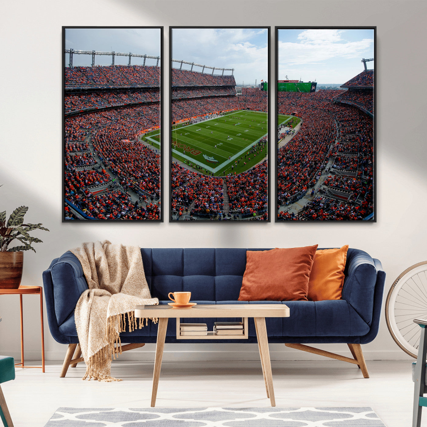 MGV-FC-48X32-3P - Denver Broncos Football Team Print - Empower Field Mile High Stadium Wall Art Canvas Print
