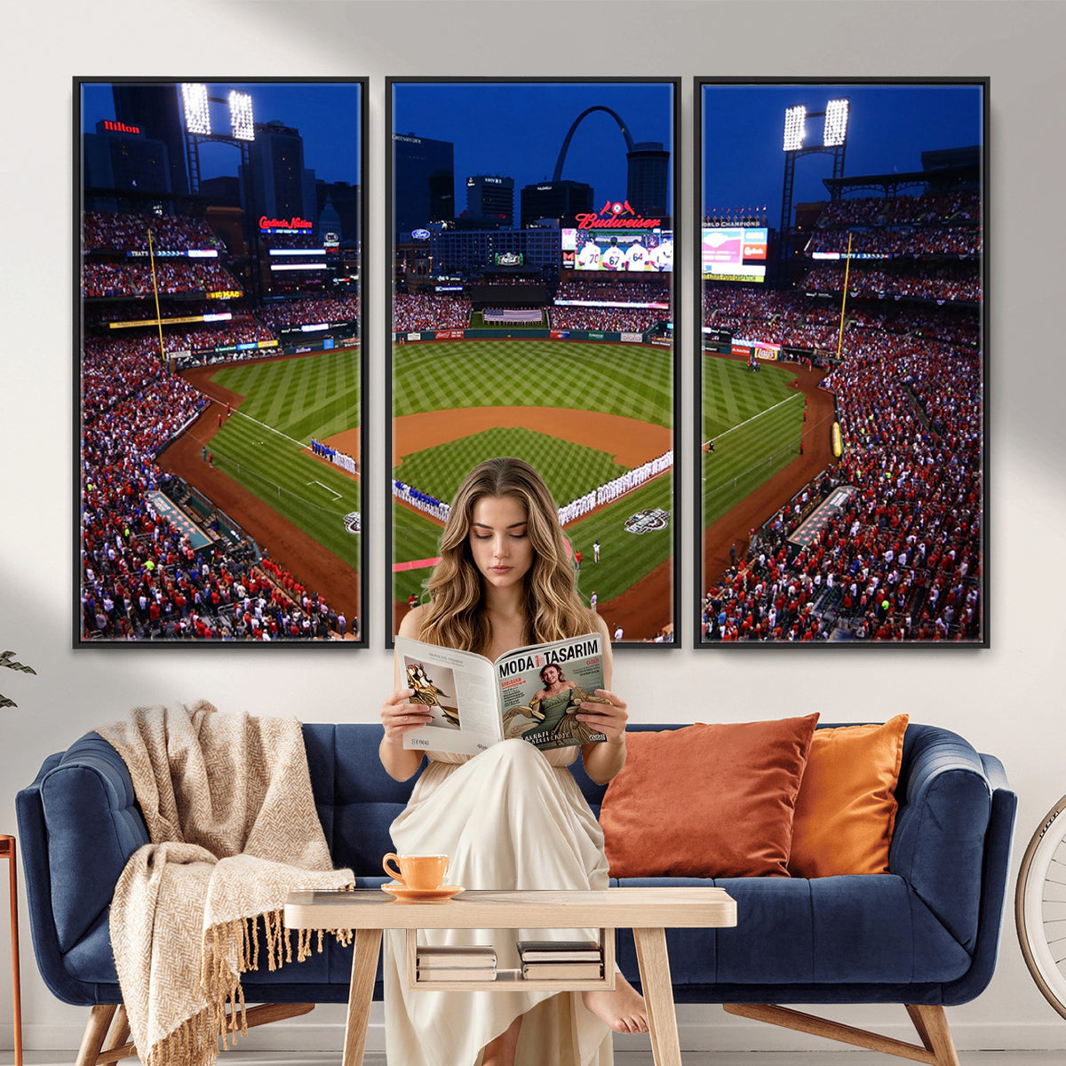 11925-MGV-CV-36X24 - St. Louis Cardinals Baseball Team Print, Busch Stadium Wall Art