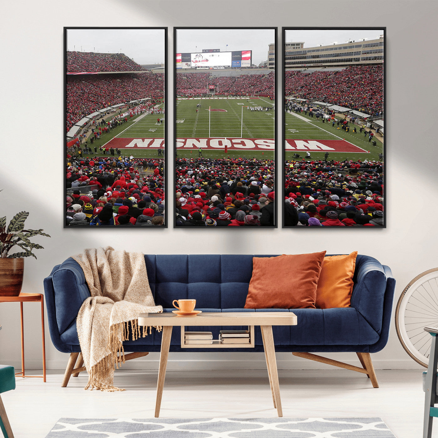 MGV-FC-48X32-3P - Wisconsin Badgers Team Print Canvas - Madison Camp Randall Stadium Wall Art Canvas Print