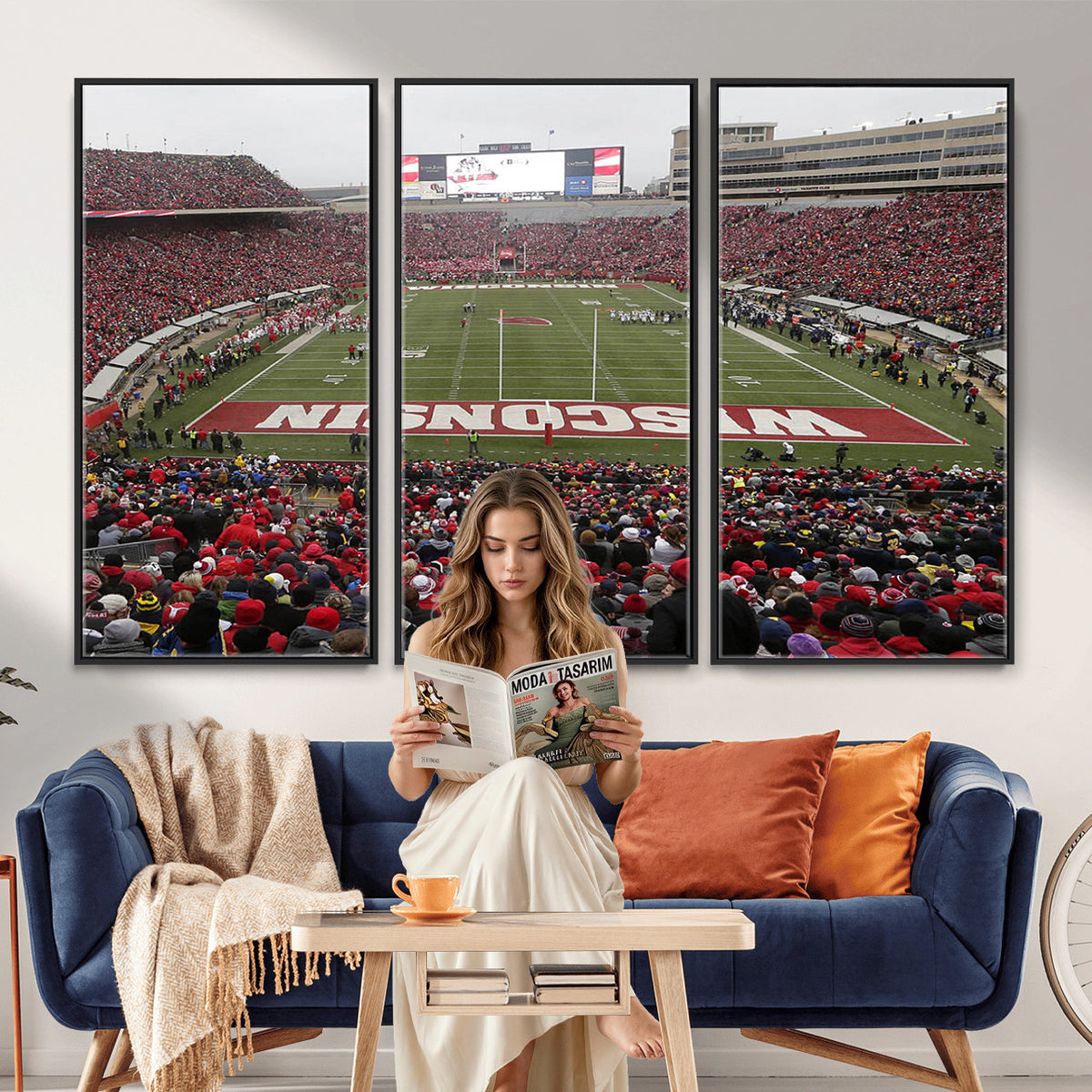 23461-MGV-CV-36X24 - Wisconsin Badgers Team Print Canvas, Madison Camp Randall Stadium Wall Art