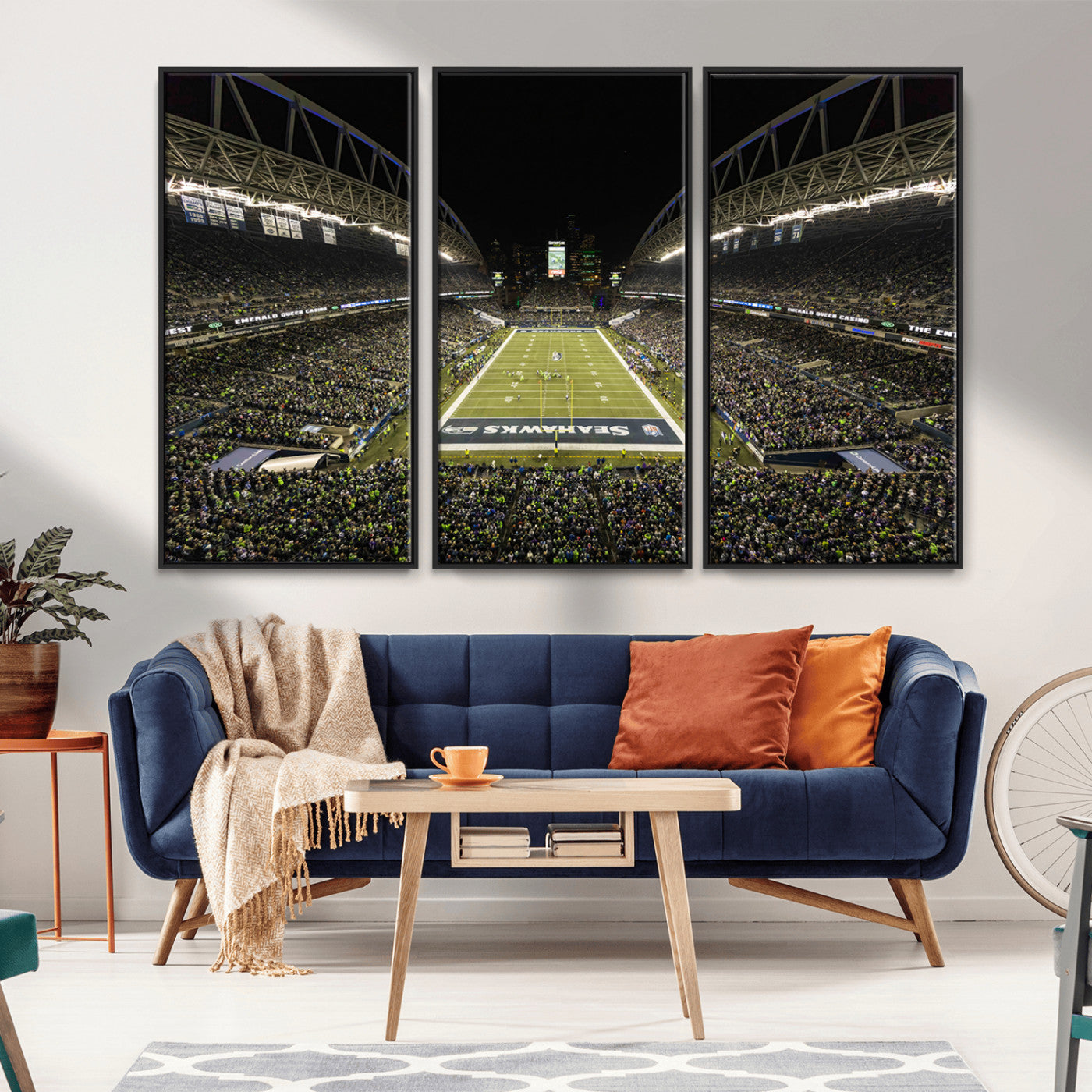 MGV-FC-48X32-3P - Seattle Seahawks Football Team Print Wall Art - Seattle Century Link Field Stadium Wall Art Canvas