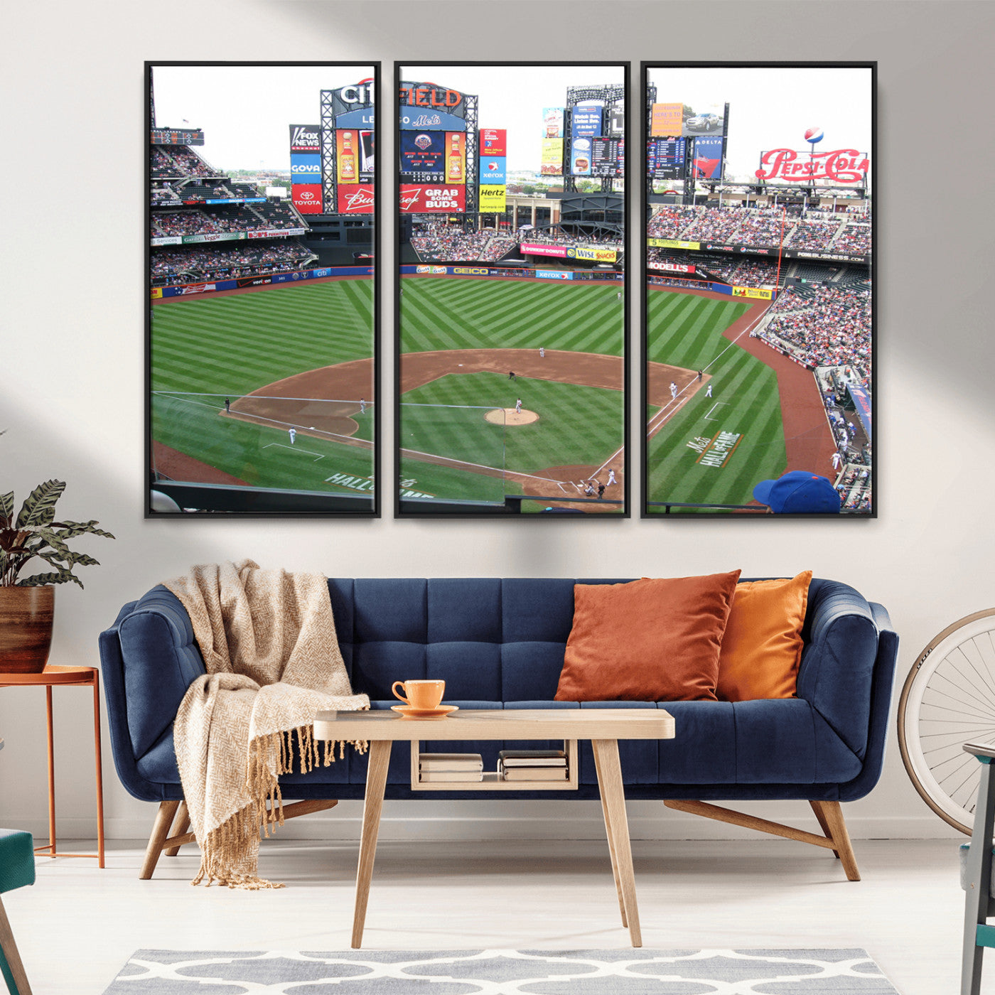 MGV-FC-48X32-3P - New York Mets Baseball Team Print - Citi Field Baseball Stadium Wall Art Canvas Print