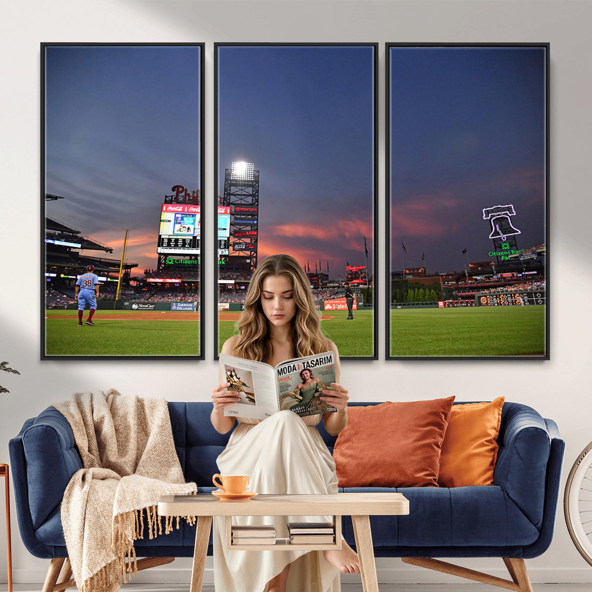 22594-MGV-CV-36X24 - Philadelphia Phillies Baseball Print - Philadelphia Citizens Bank Park Stadium Wall Art, Phillies