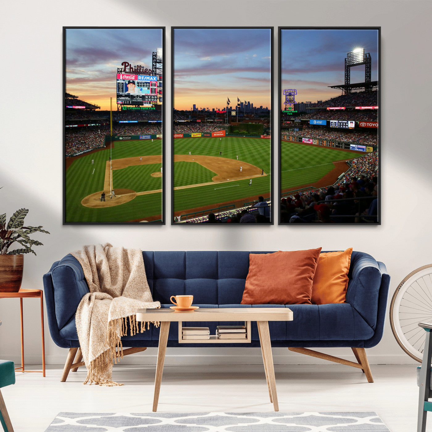 MGV-FC-48X32-3P - Citizens Bank Park Philadelphia Phillies Wall Art Canvas | 3-Panel Canvas Print of Phillies Stadium