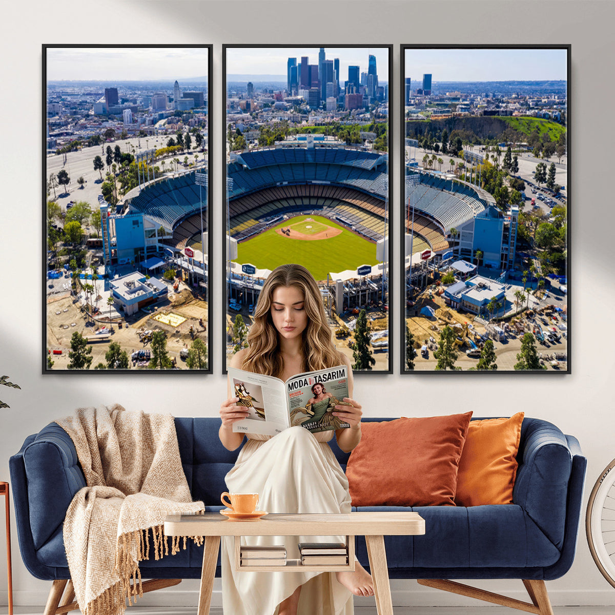 58596-MGV-CV-36X24 - Los Angeles Dodgers Dodger Stadium Wall Art Canvas Print, Extra Large Game Room Wall Decor