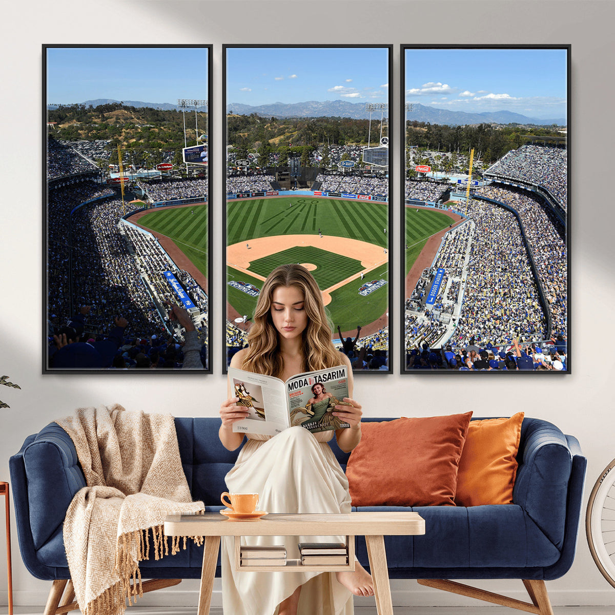 20436-MGV-CV-36X24 - Los Angeles Dodgers Dodger Stadium Wall Art Canvas Print, Framed and Ready to Hang