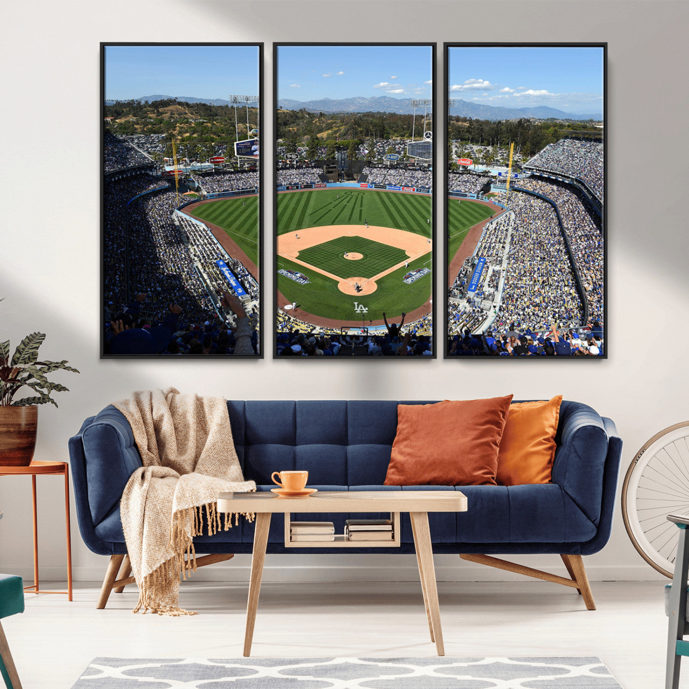 MGV-FC-48X32-3P - Los Angeles Dodgers Dodger Stadium Wall Art Canvas Print - MLB Baseball Stadium Wall Art Canvas