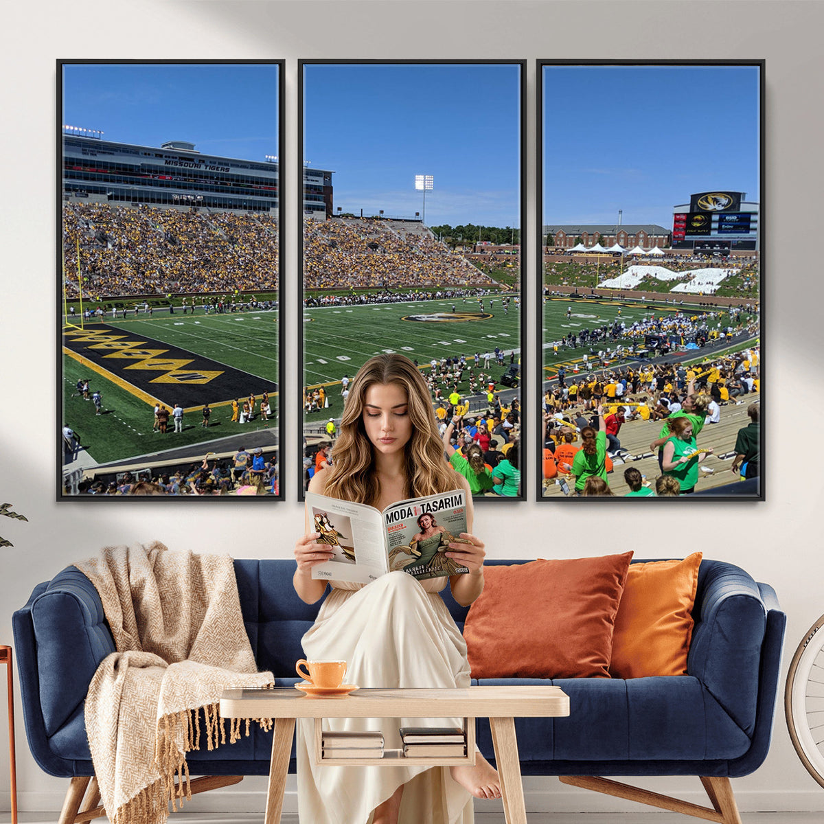 38399-MGV-CV-36X24 - University of Missouri Tigers Football Team Print, Columbia Faurot Field Memorial Stadium Wall Art