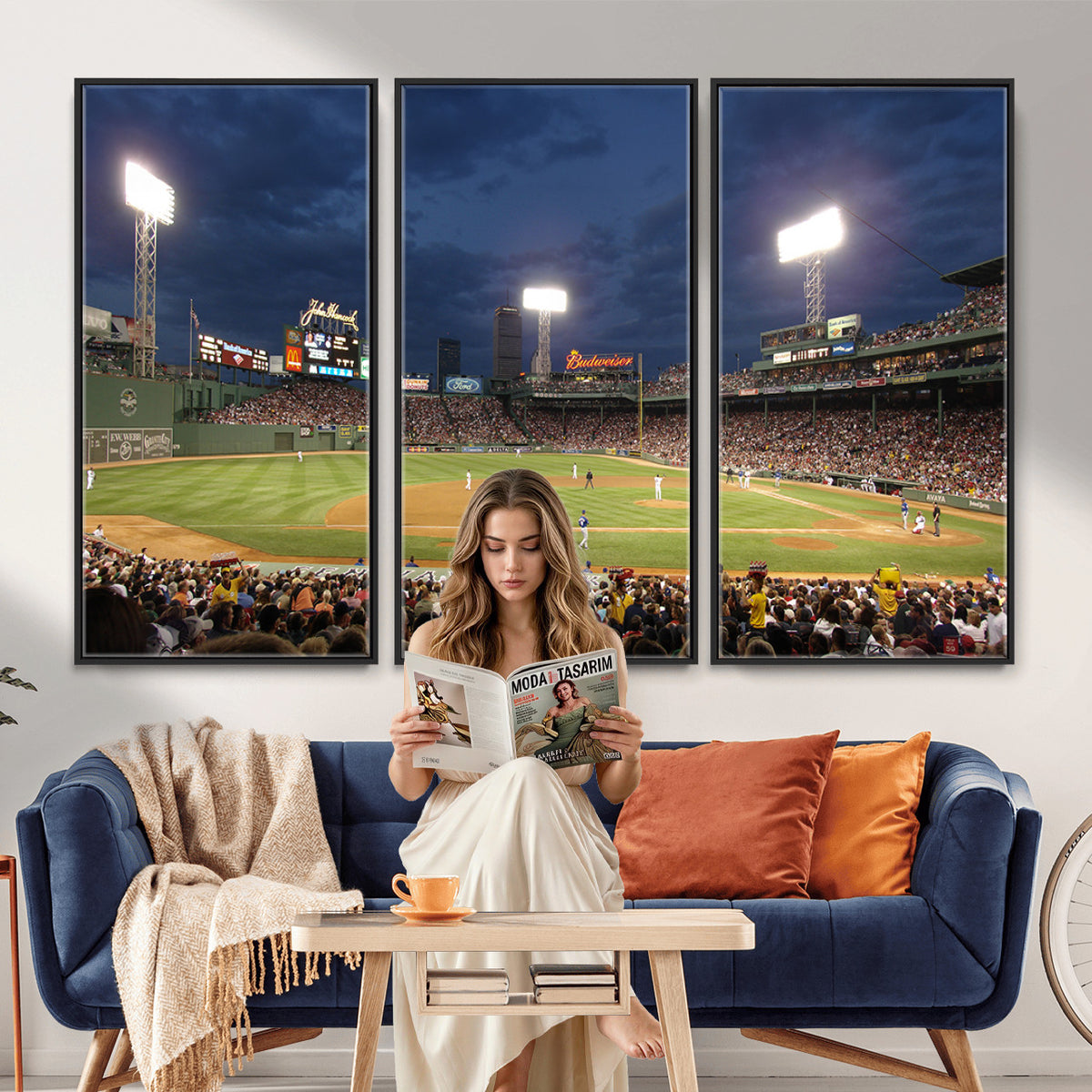 85099-MGV-CV-36X24 - Boston Red Sox Baseball Team Print Canvas, Massachusetts Fenway Park Stadium Wall Art