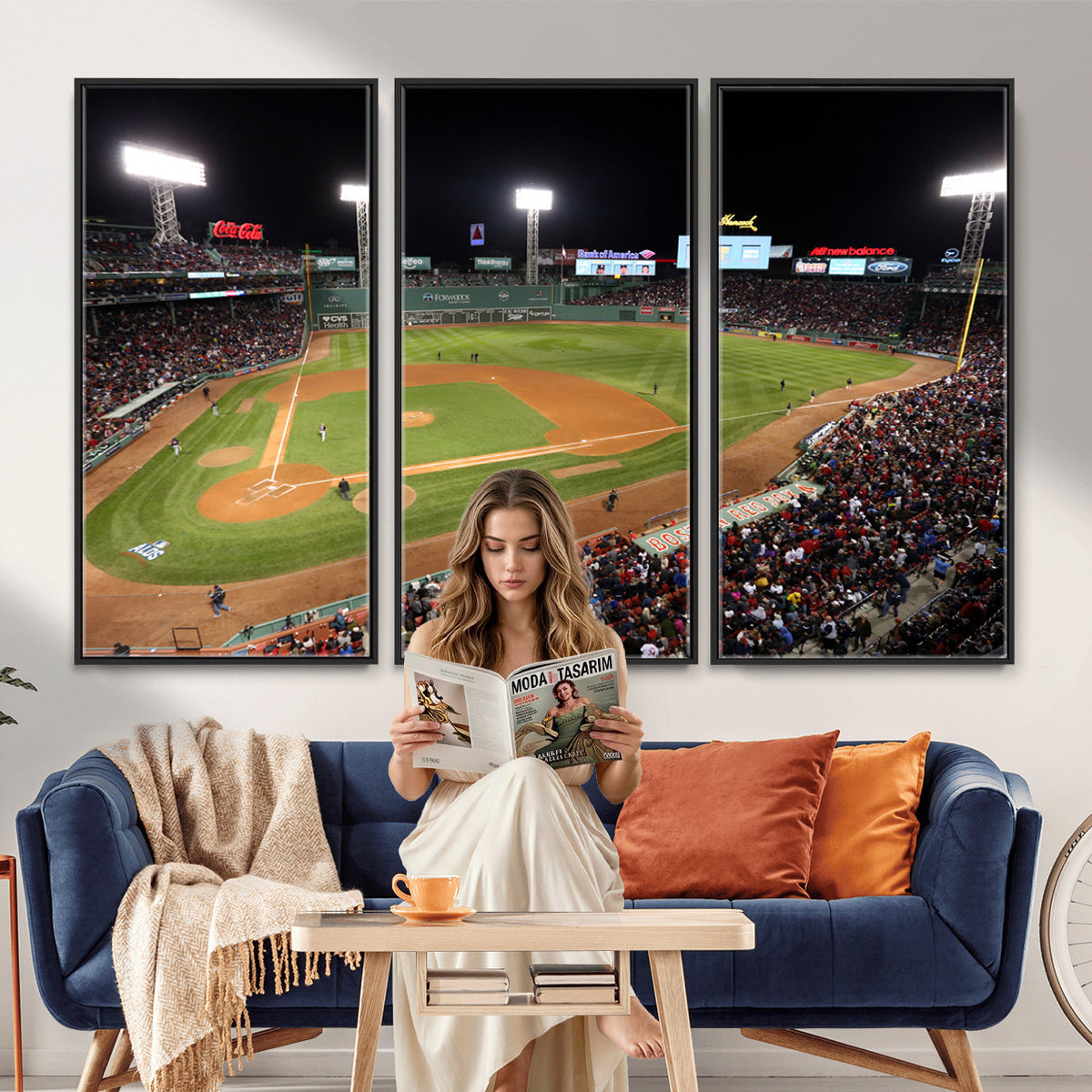41158-MGV-CV-36X24 - Boston Red Sox Baseball Team Print, Massachusetts Fenway Park Stadium Wall Art
