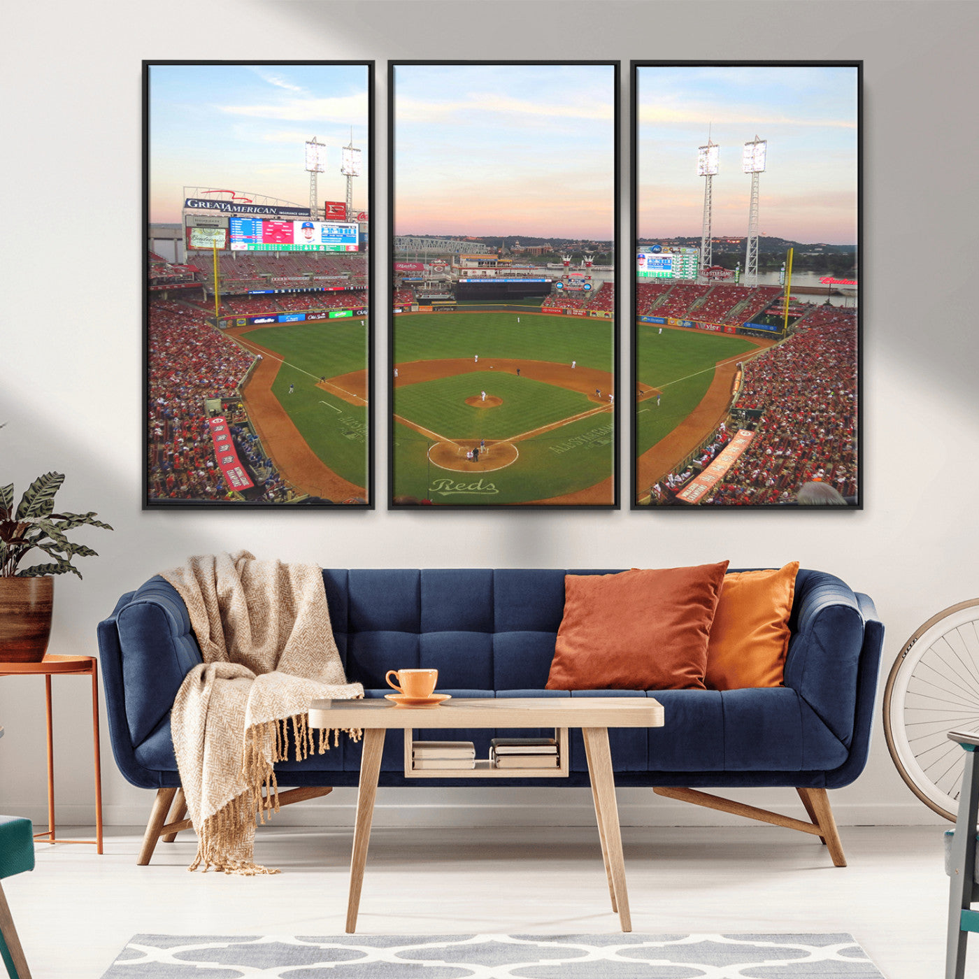 MGV-FC-48X32-3P - Cincinnati Reds Baseball Print Canvas- Cincinnati Great American Ball Park Stadium Wall Art Canvas