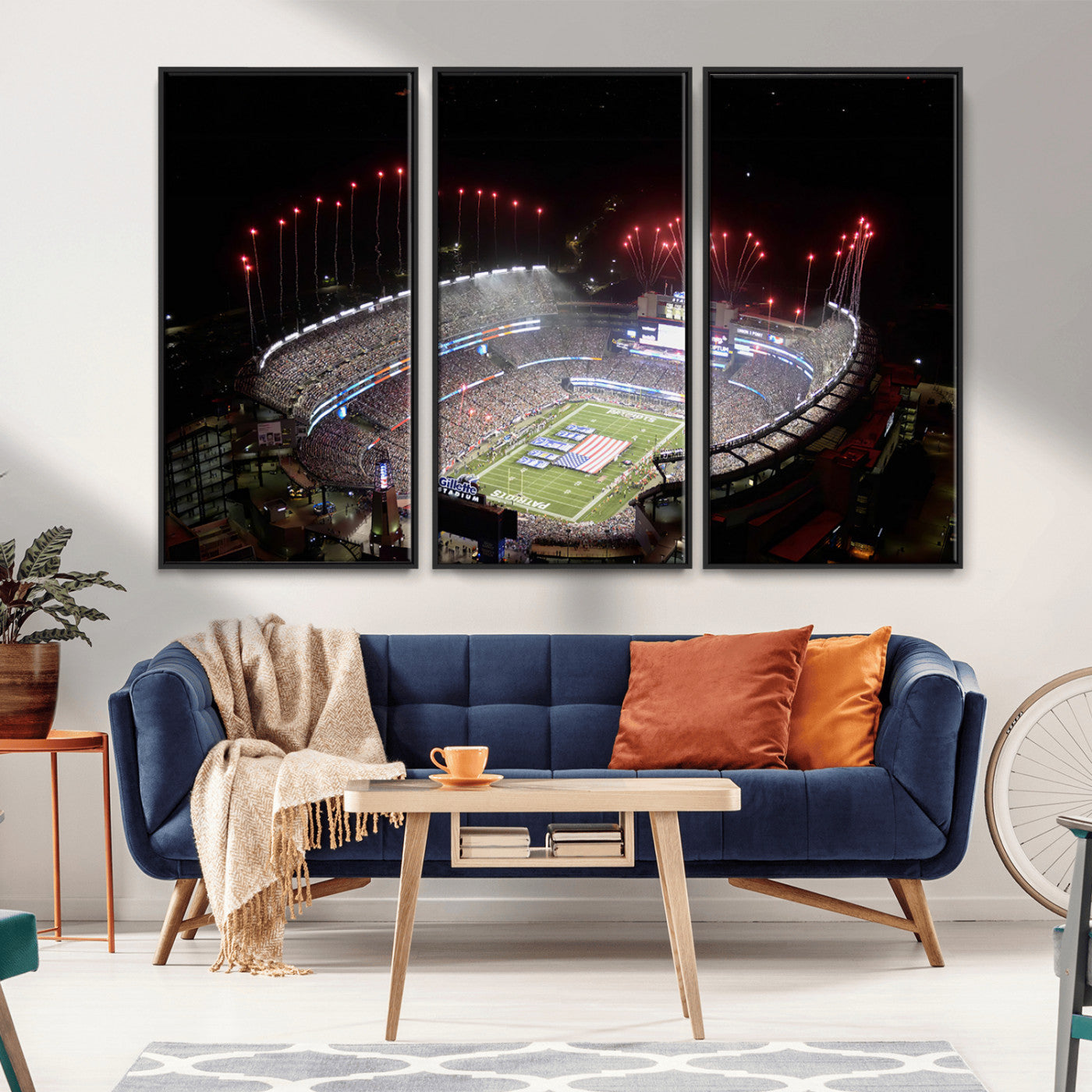 MGV-FC-48X32-3P - New England Patriots Team Print Wall Art- Foxborough Gillette Stadium Wall Art Canvas Print