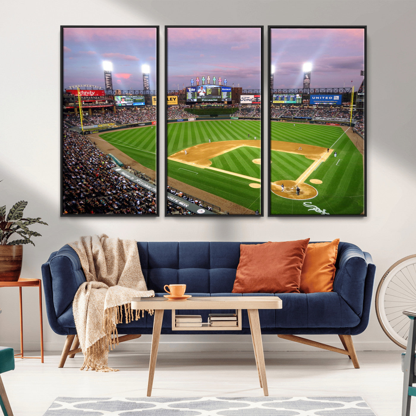 MGV-FC-48X32-3P - Chicago White Sox Baseball Team Print Canvas- Guaranteed Rate Field Stadium Wall Art Canvas Print
