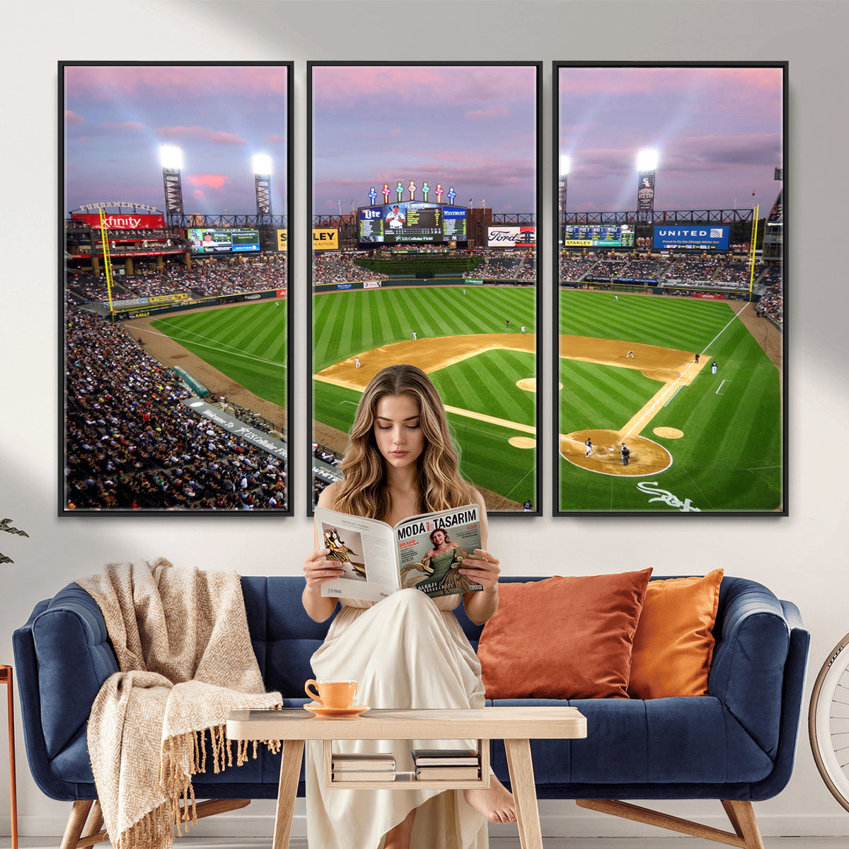 38470-MGV-CV-36X24 - Chicago White Sox Baseball Team Print Canvas, Guaranteed Rate Field Stadium Wall Art