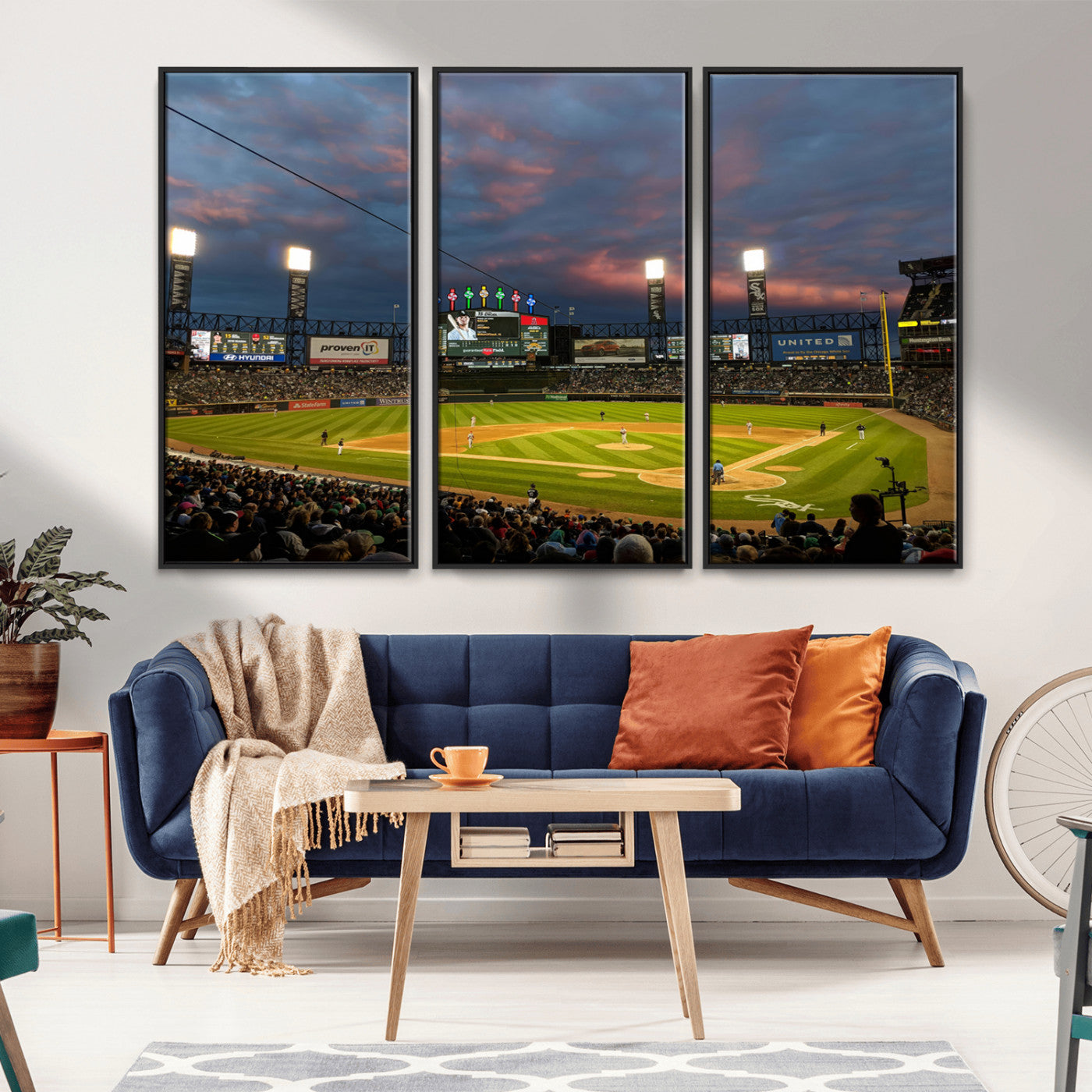 MGV-FC-48X32-3P - Chicago White Sox Baseball Team Print Canvas- Guaranteed Rate Field Stadium Wall Art Canvas Print