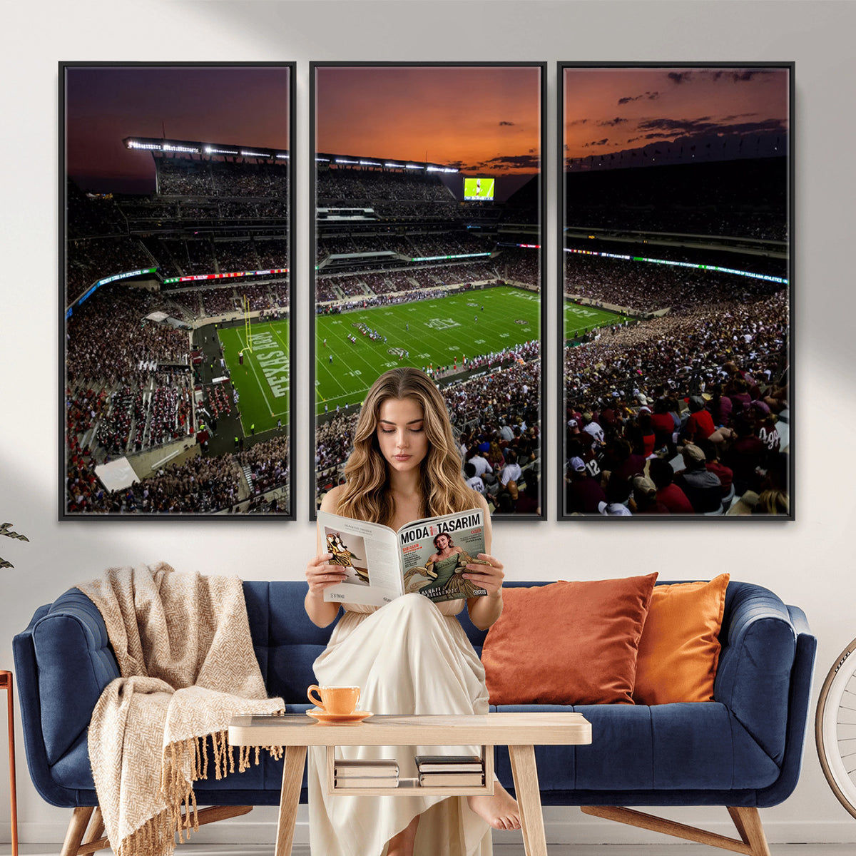45603-MGV-CV-36X24 - Texas A&M Aggies Football Team Print, College Station Kyle Field Stadium Canvas Wall Art