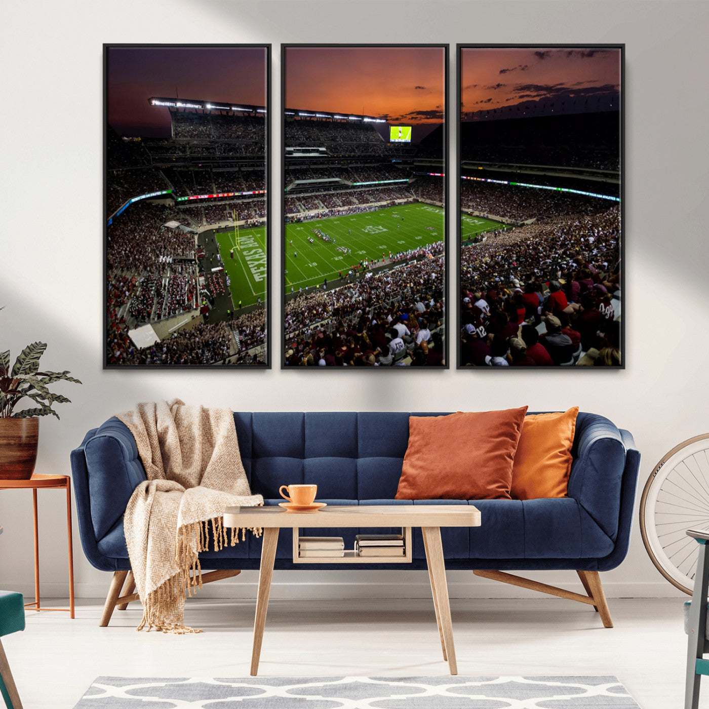 MGV-FC-48X32-3P - Texas A&M Aggies Football Team Print - College Station Kyle Field Stadium Wall Art Canvas Print