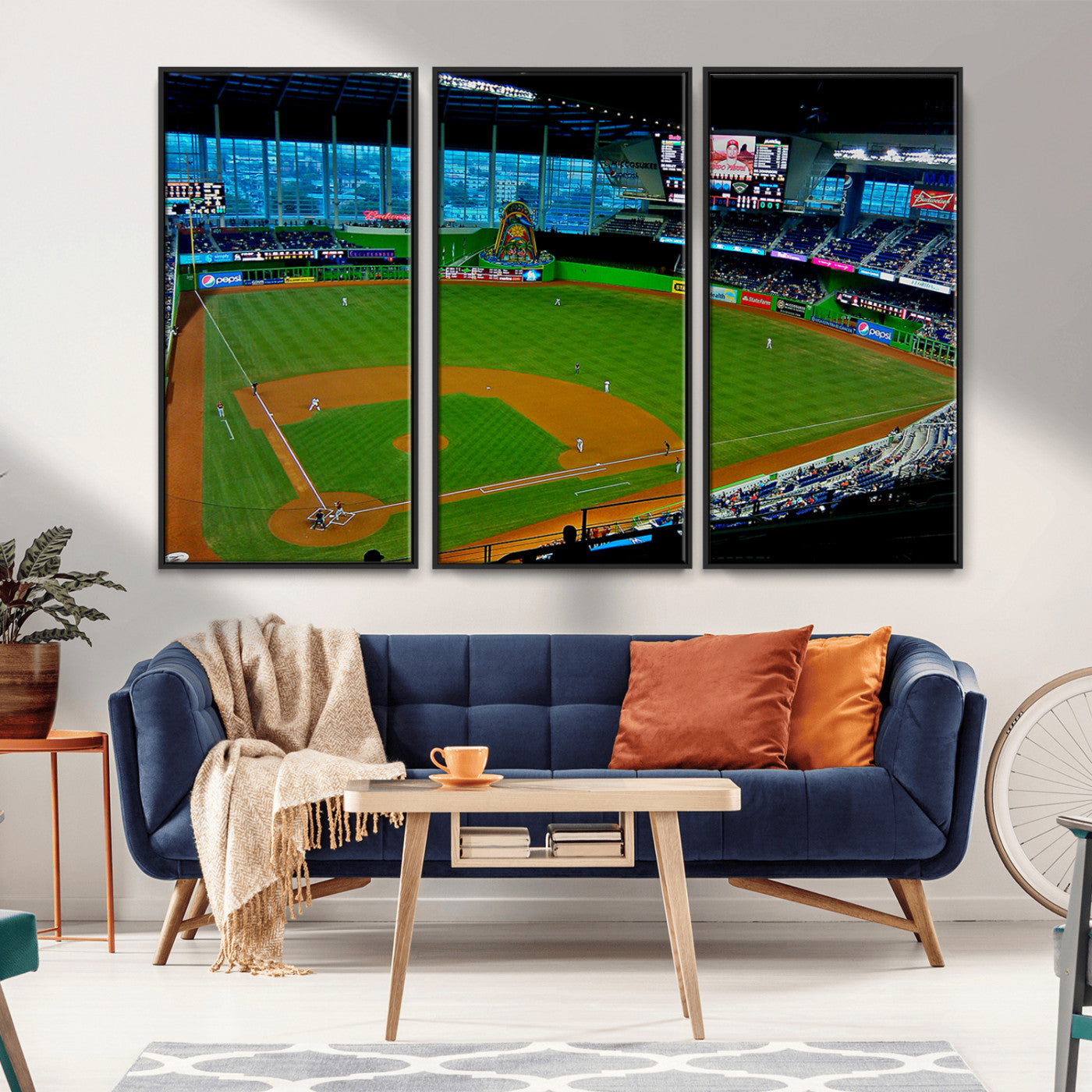 MGV-FC-48X32-3P - Miami Marlins Baseball Team Print - Miami LoanDepot Park Stadium Wall Art Canvas Print