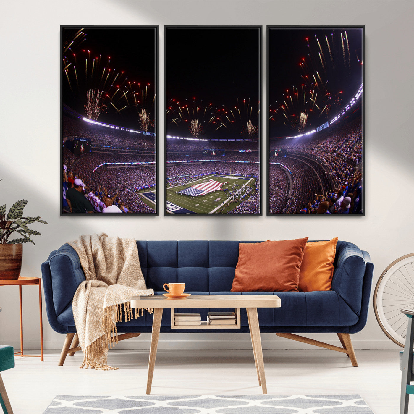 MGV-FC-48X32-3P - New York Giants Football Team Print - East Rutherford MetLife Stadium Wall Art Canvas Print