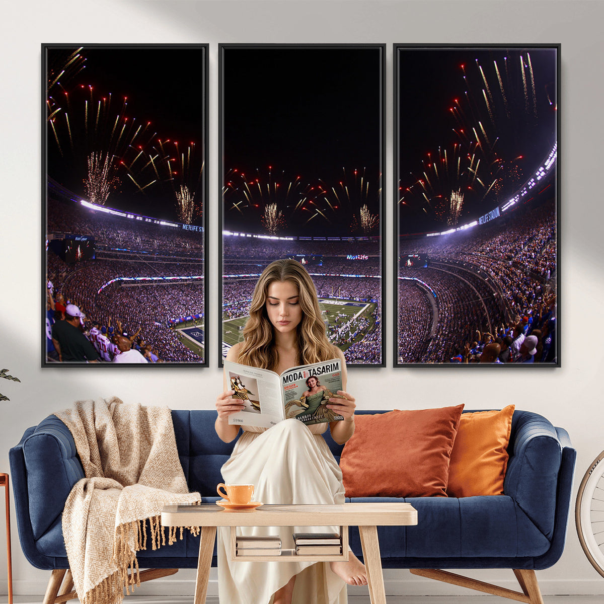 56360-MGV-CV-36X24 - New York Giants Football Team Print, East Rutherford MetLife Stadium Wall Art