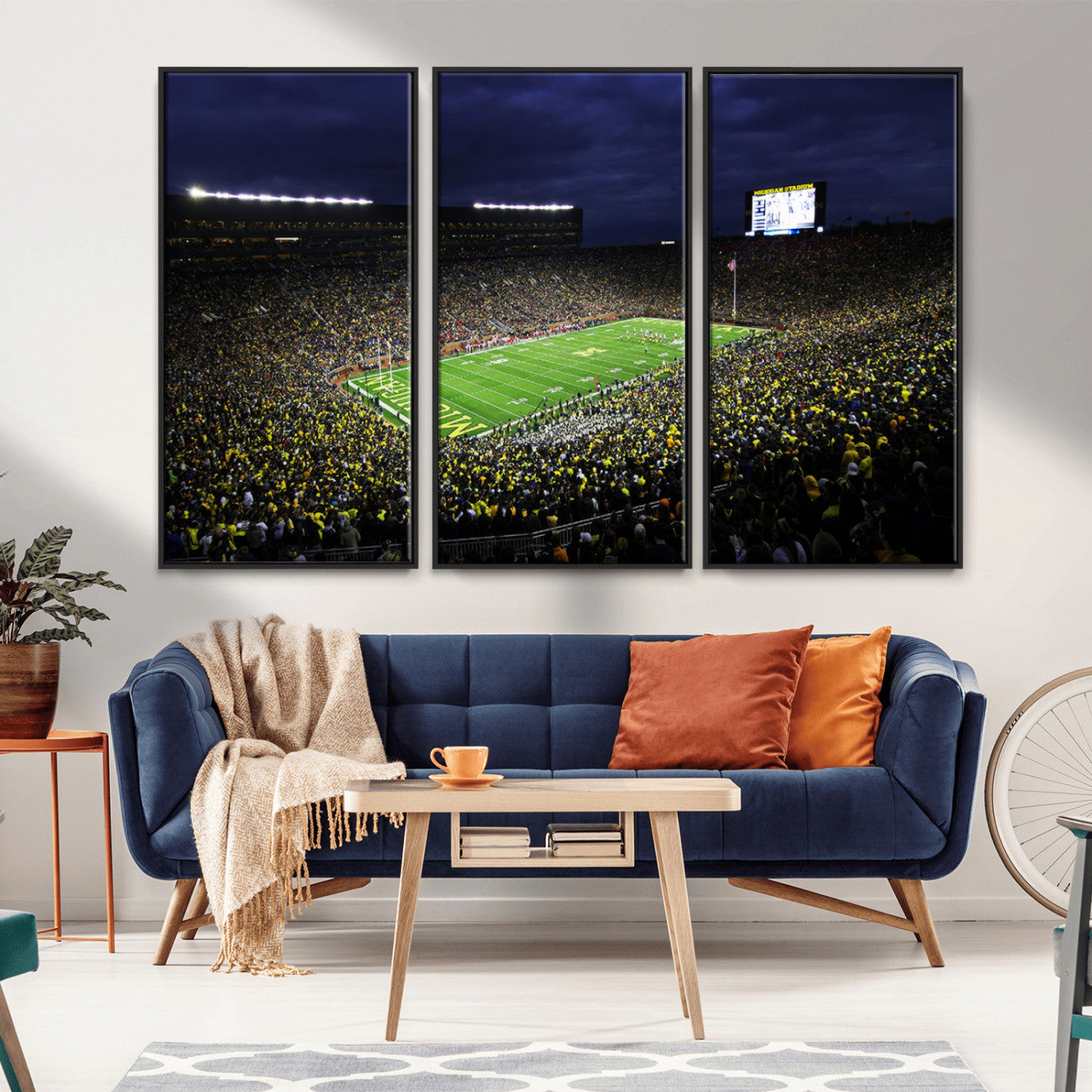 MGV-FC-48X32-3P - Michigan Wolverines Football Canvas Wall Decor, Football Team Print - Ann Arbor Michigan Stadium