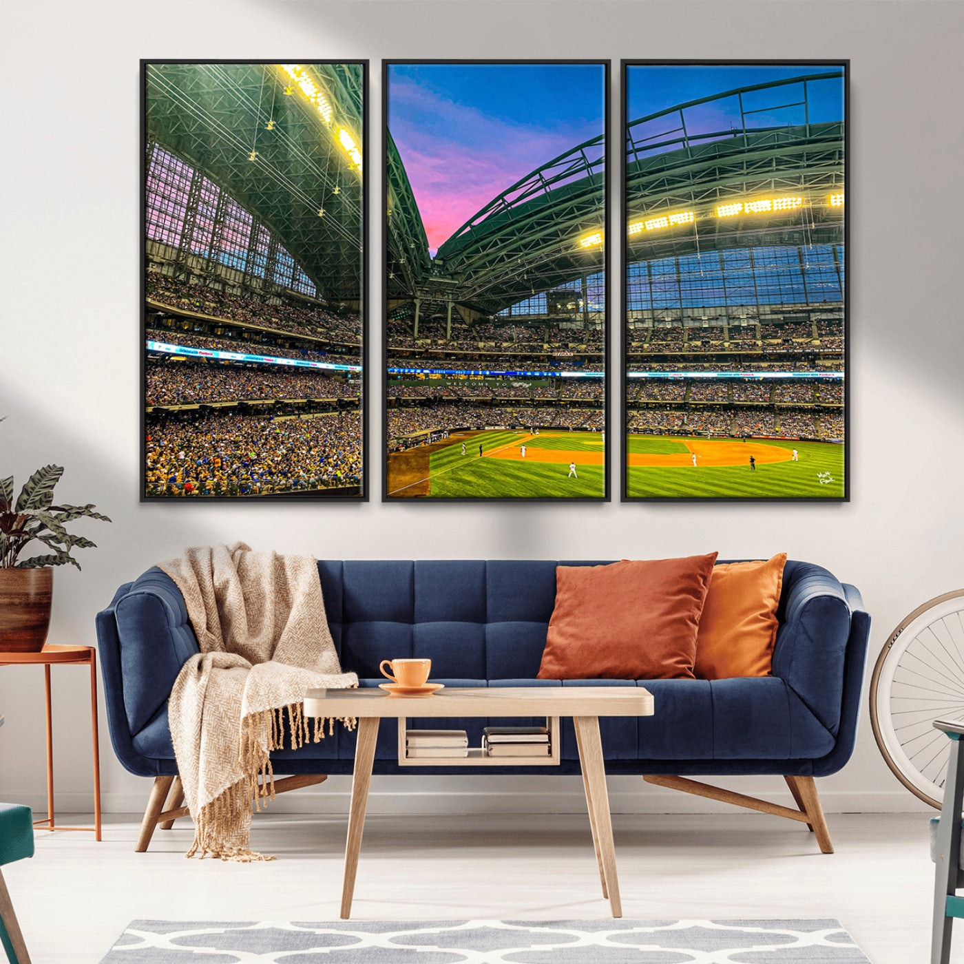 MGV-FC-48X32-3P - Milwaukee Brewers Baseball Team Print Canvas- American Family Field Stadium Wall Art Canvas Print