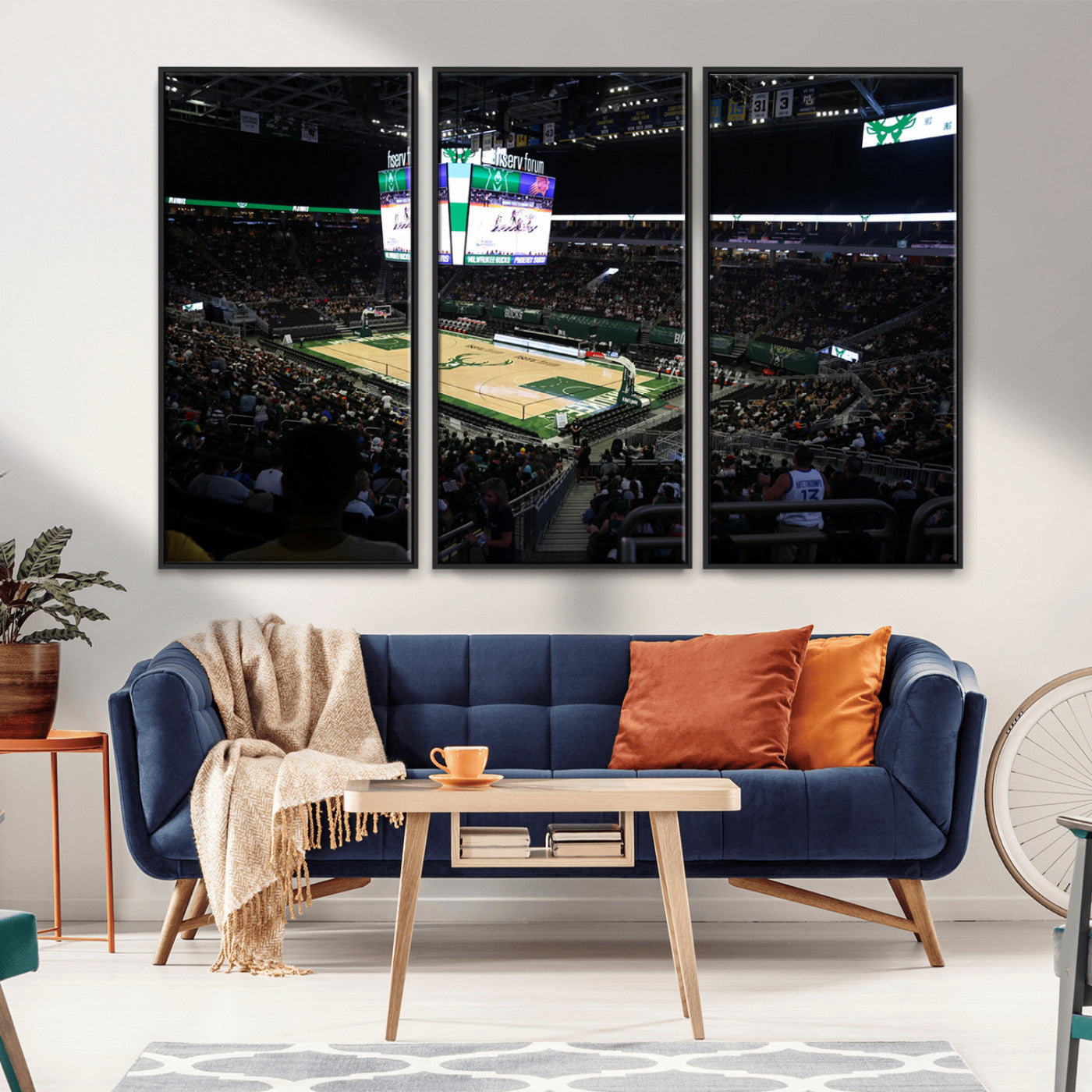 MGV-FC-48X32-3P - Milwaukee Bucks Basketball Print - Fiserv Forum Stadium Wall Art Canvas Print