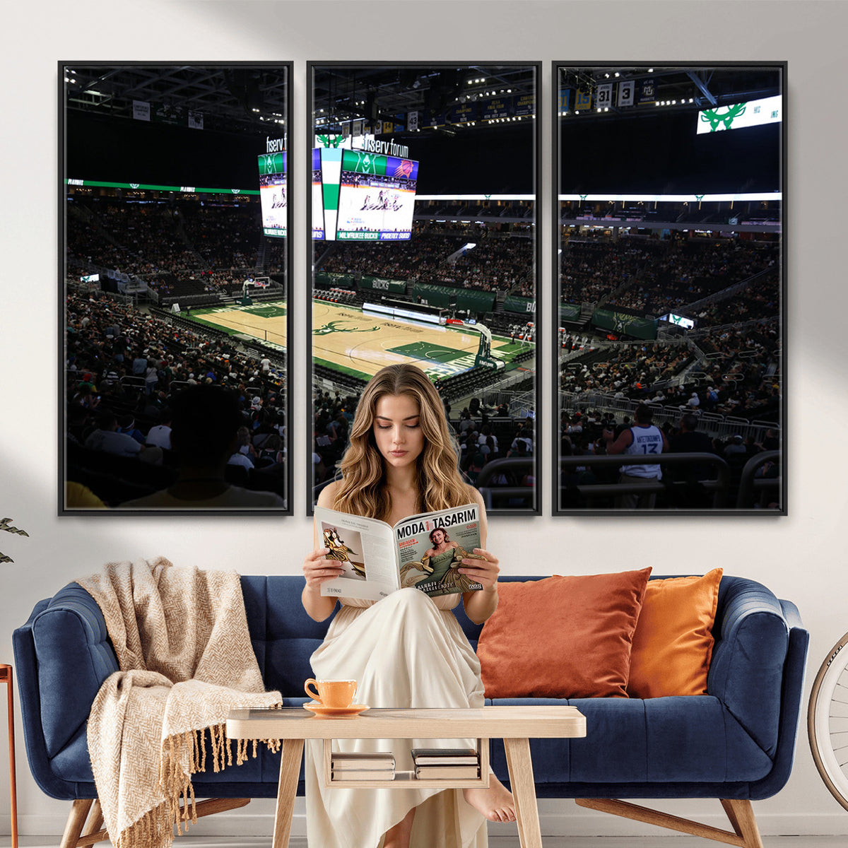 69882-MGV-CV-36X24 - Milwaukee Bucks Basketball Print, Fiserv Forum Stadium Wall Art