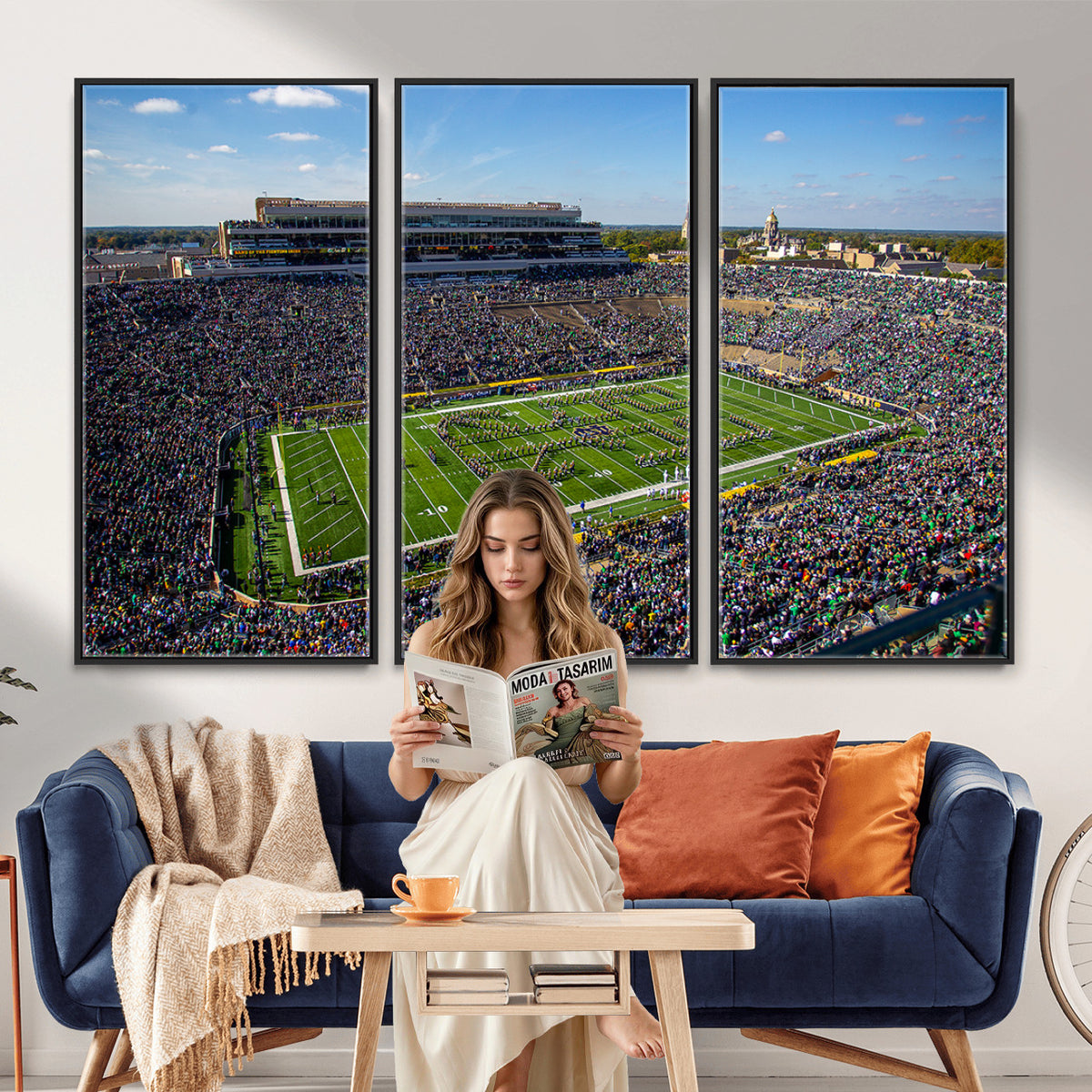 50114-MGV-CV-36X24 - Notre Dame Fighting Irish Football Team Print, Notre Dame Stadium Wall Art