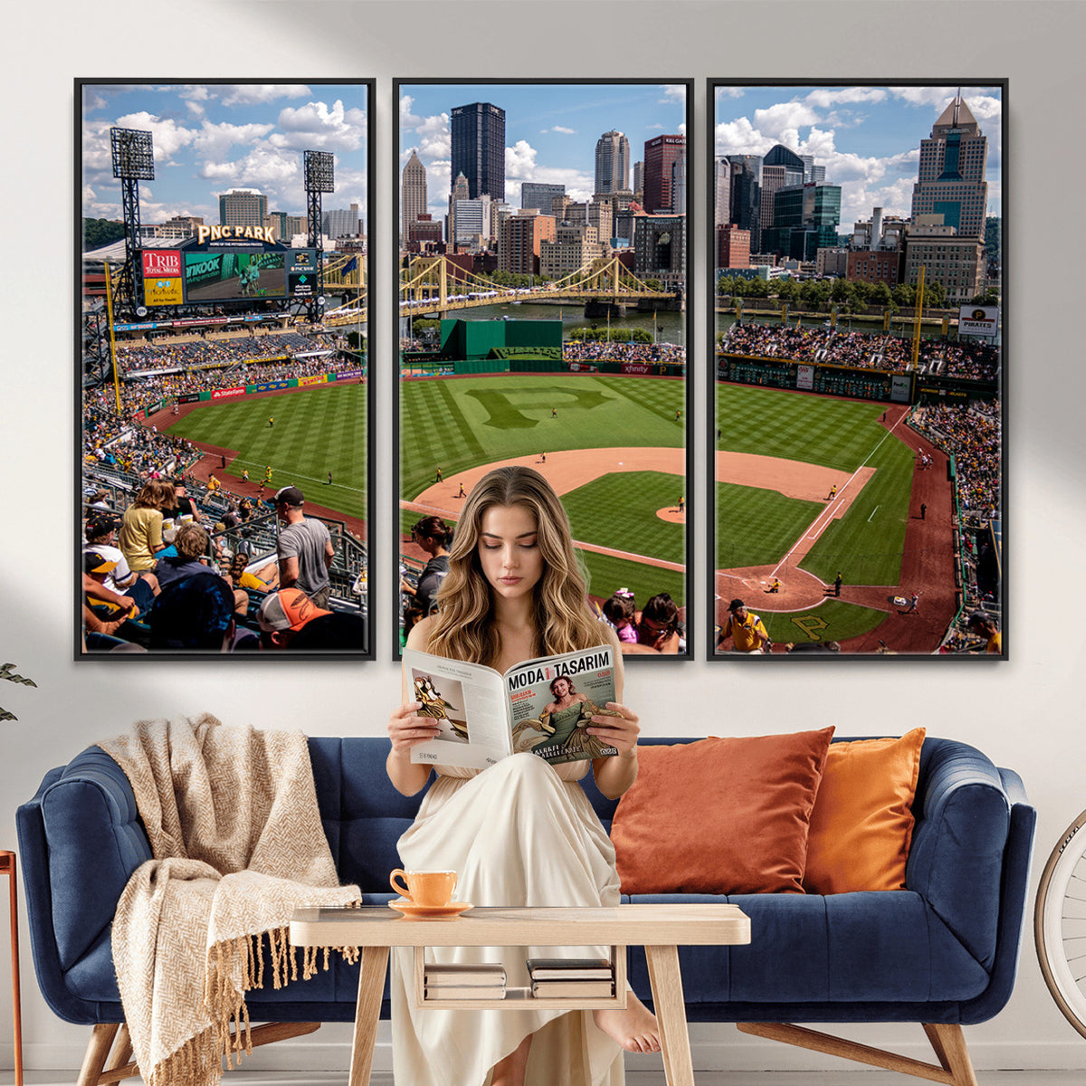 66872-MGV-CV-36X24 - Pittsburgh Pirates Baseball Team Print, PNC Park Stadium