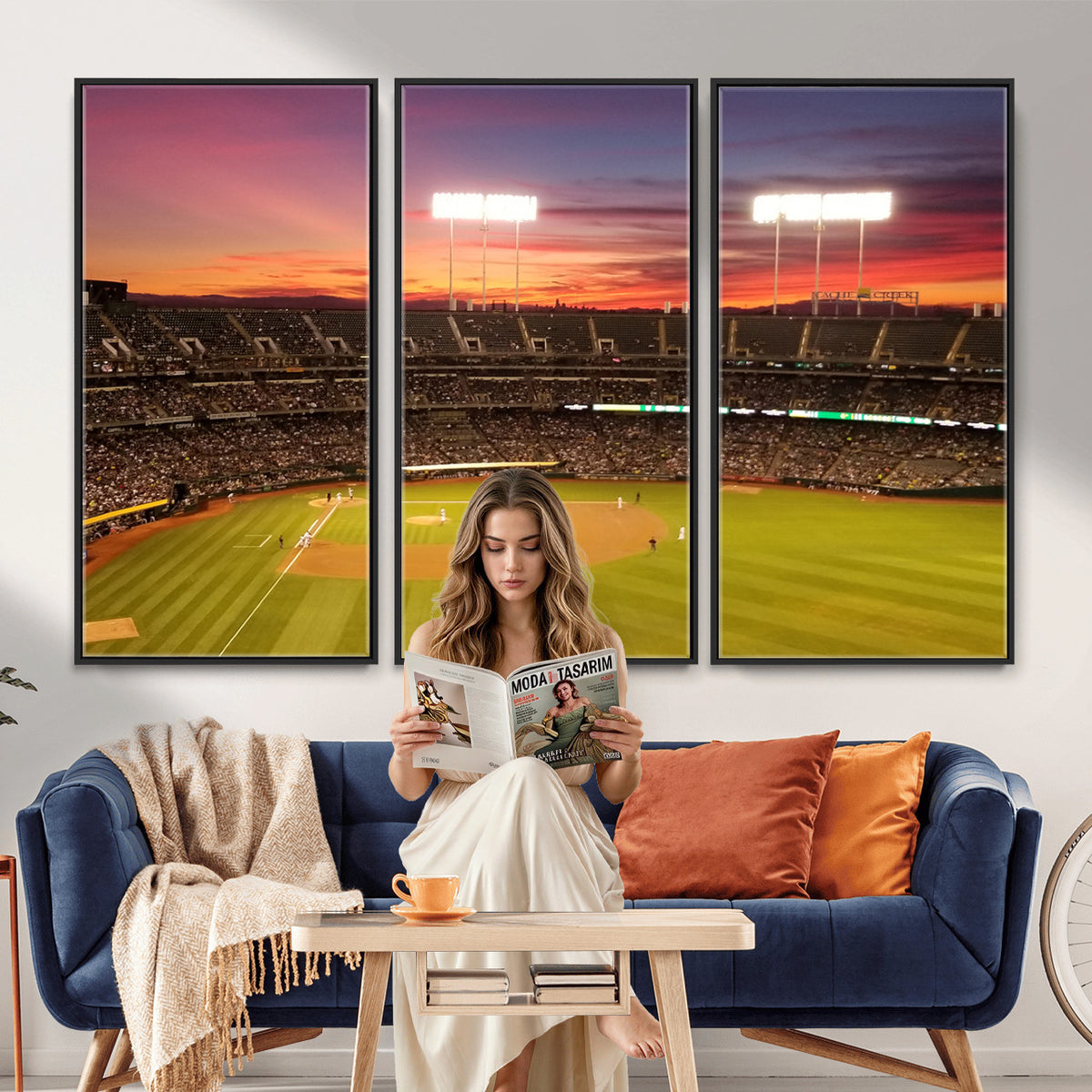 73718-MGV-CV-36X24 - Oakland Athletics Baseball Team Print, Oakland Coliseum