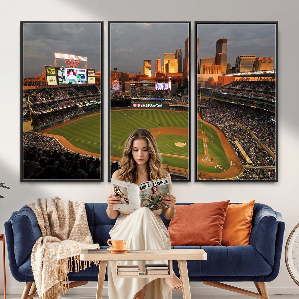 99822-MGV-CV-36X24 - Minnesota Twins Baseball Team Print, Minneapolis Target Field Stadium Wall Art