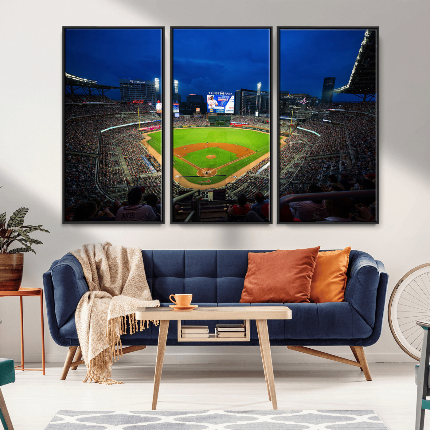 MGV-FC-48X32-3P - Truist Park Night Game Canvas Art - Atlanta Braves Stadium Wall Art Canvas