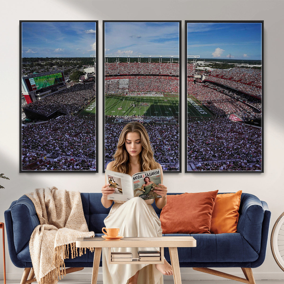 83382-MGV-CV-36X24 - South Carolina Gamecocks Football Team Print, Columbia Williams-Brice Stadium Wall Art