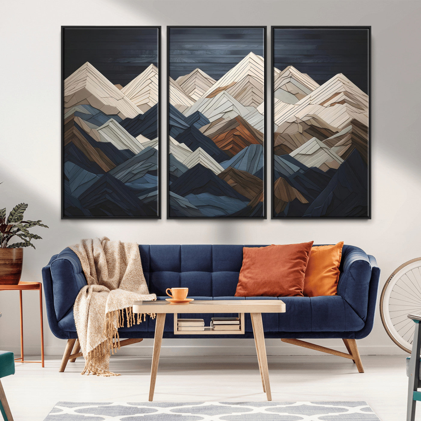 MGV-FC-48X32-3P - Wood Mountain Wall Art | Mountain Canvas Print Wood Decor | Ready to Hang for Cabin Decor