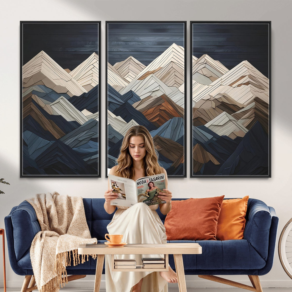 12896-MGV-CV-24X16 - Mountain Wall Art, Modern Abstract Landscape Canvas Print