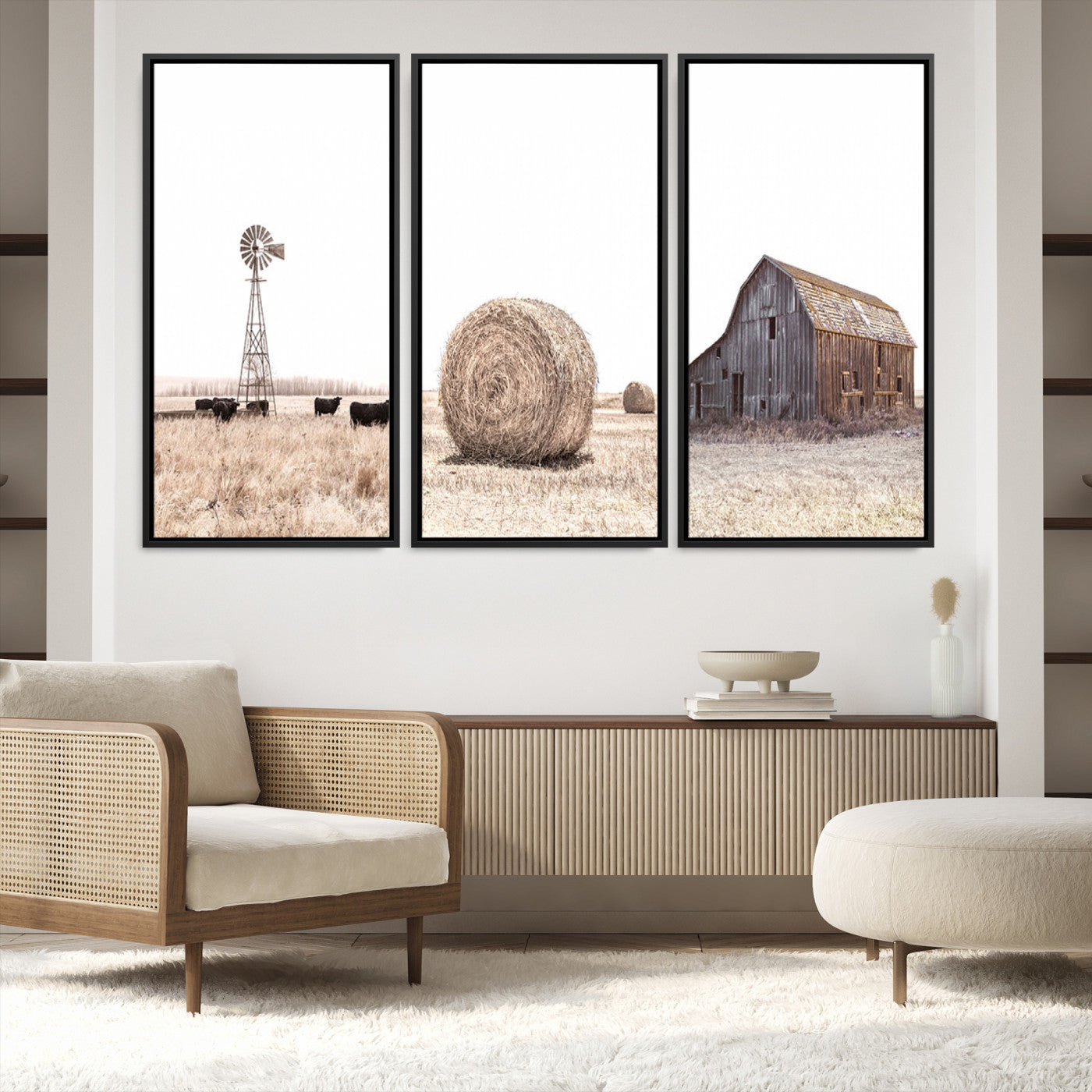30918-MGV-FC-48X32-3P_Black-Farm Prints Set, Set of 6 Farmhouse Wall Art, Country House Decor, Barn Print, Wheat Print, Farmhouse Wall Art, Gallery Wall Art, Farm Print