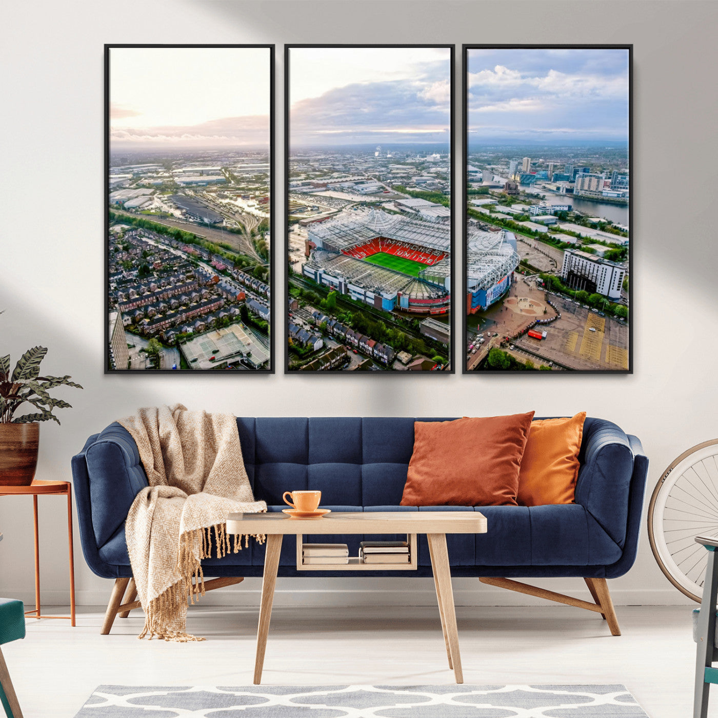 MGV-FC-48X32-3P - Old Trafford Manchester United Stadium Wall Art Canvas Print - Aerial View Stadium, Old Trafford