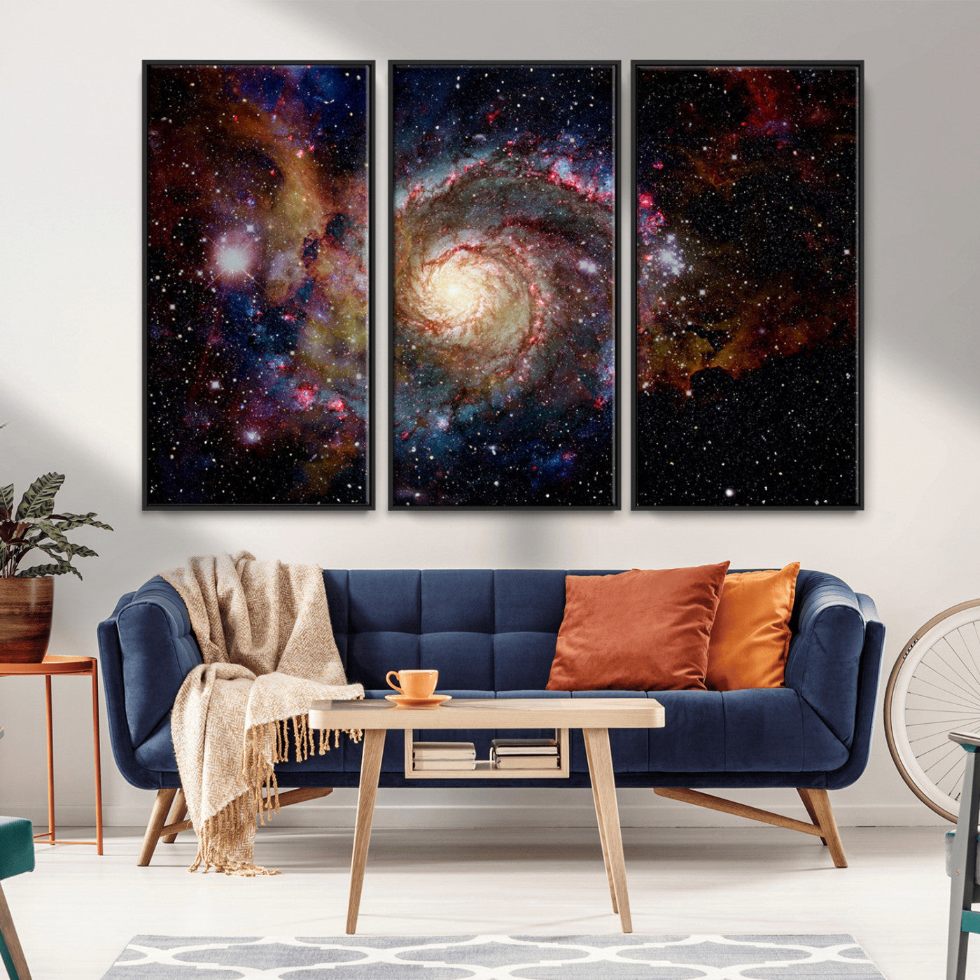 MGV-FC-48X32-3P - Nebula and Galaxies in Space Wall Art Canvas Print, Spiral Galaxy Wall Art Canvas Print