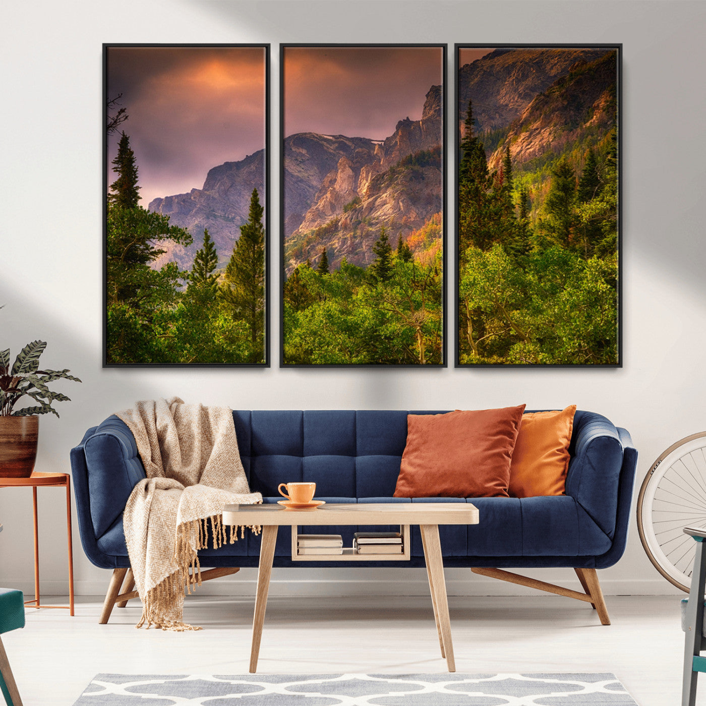 MGV-FC-48X32-3P - Colorado Rockies Mountains Wall Art Canvas Print | Ready to Hang  Framed Mountain Landscape