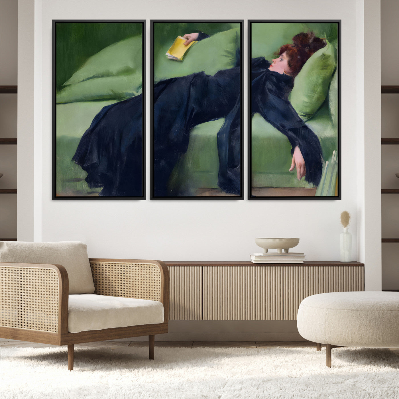 17725-MGV-FC-60X40-3P_Black-Decadent Girl by Ramon Casas Wall Art Canvas Print, Framed Decadent Girl Canvas Print